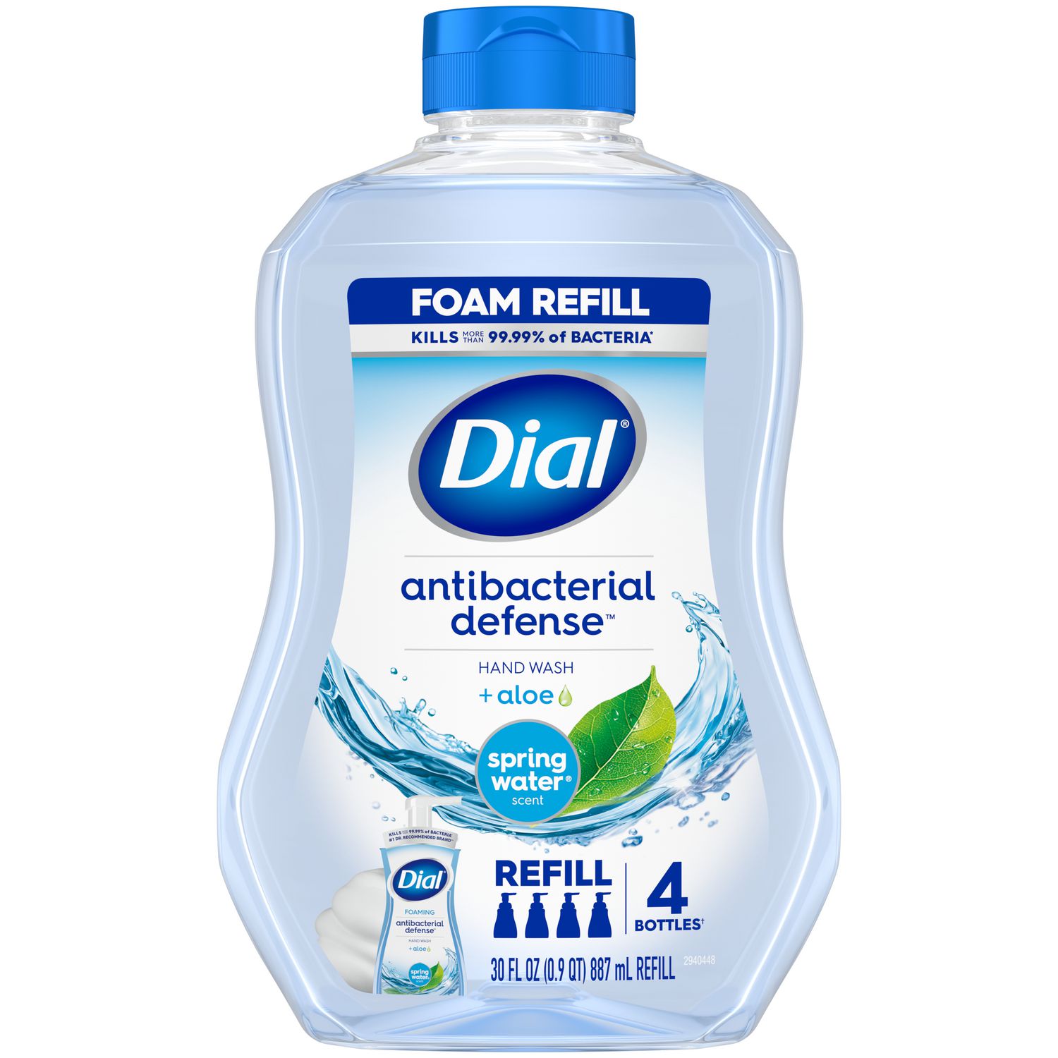 Dial® Antibacterial Foaming Hand Wash, Spring Water Scent, 30 oz, 4/Carton