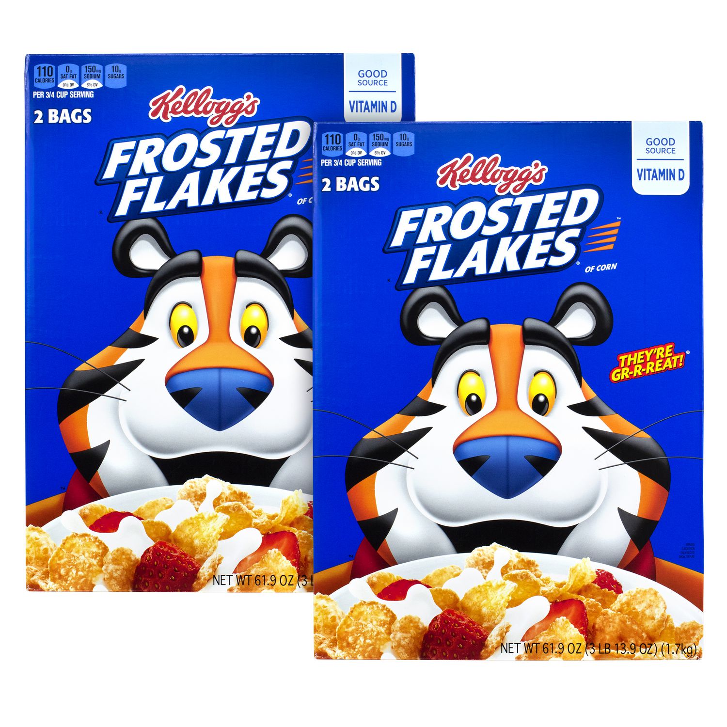 Kellogg's® Frosted Flakes Breakfast Cereal, 2 Bags/61.9 oz Box, 2 Boxes/Carton