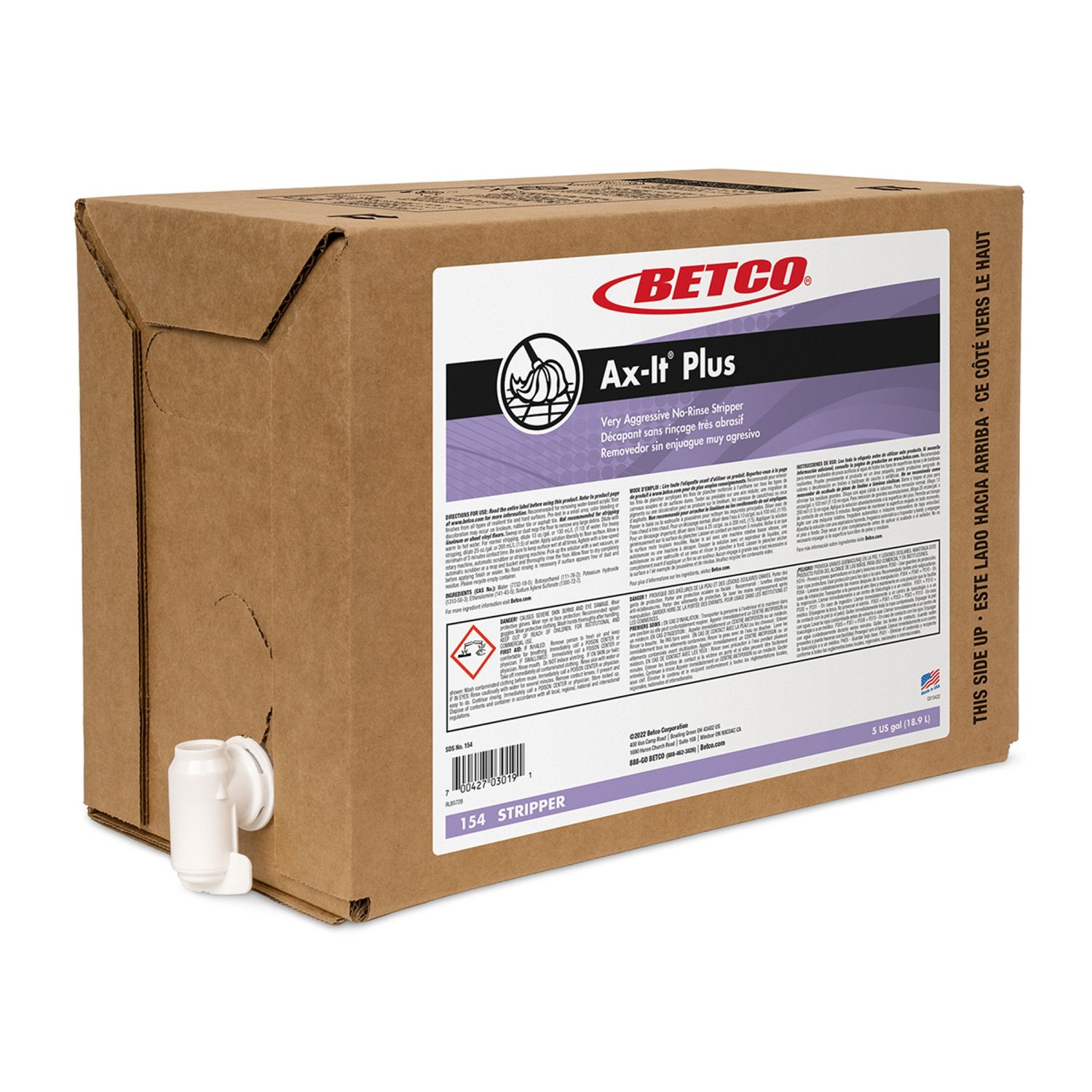 Ax-it Plus Floor Stripper, 5 gal Bag-in-Box