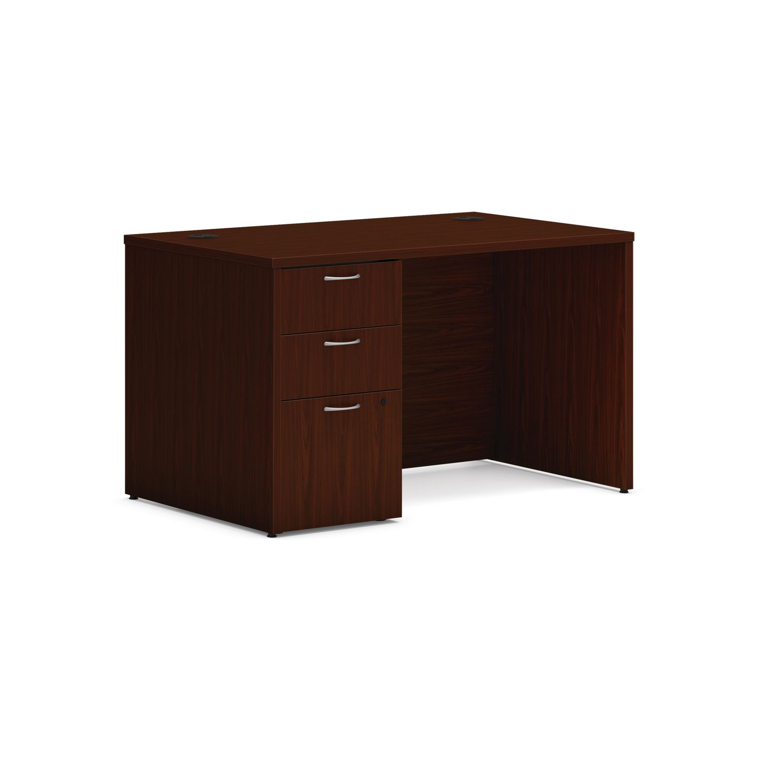 Mod Single Pedestal Desk Bundle, 48″ x 30″ x 29″, Traditional Mahogany