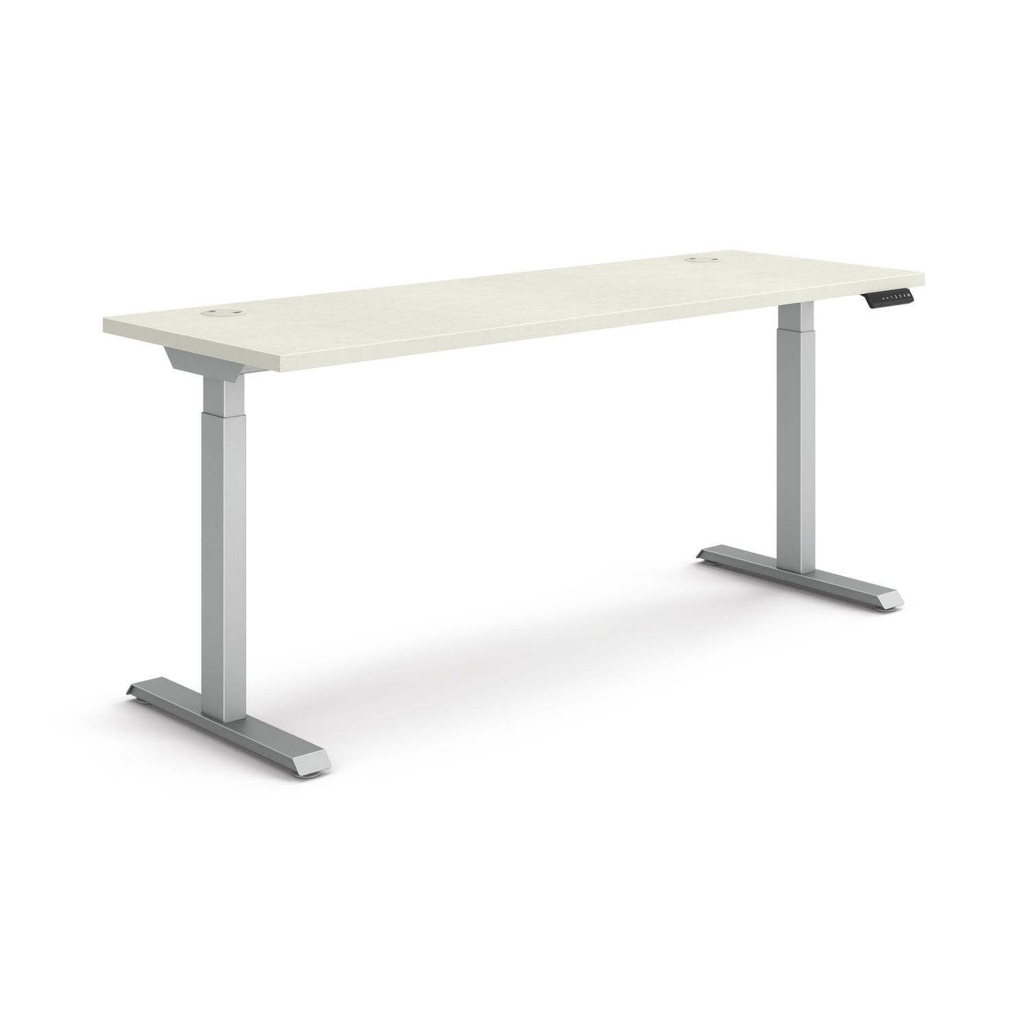 Coordinate Height Adjustable Desk Bundle 2-Stage, 70″ x 22″ x 27.75″ to 47″, Silver MeshSilver