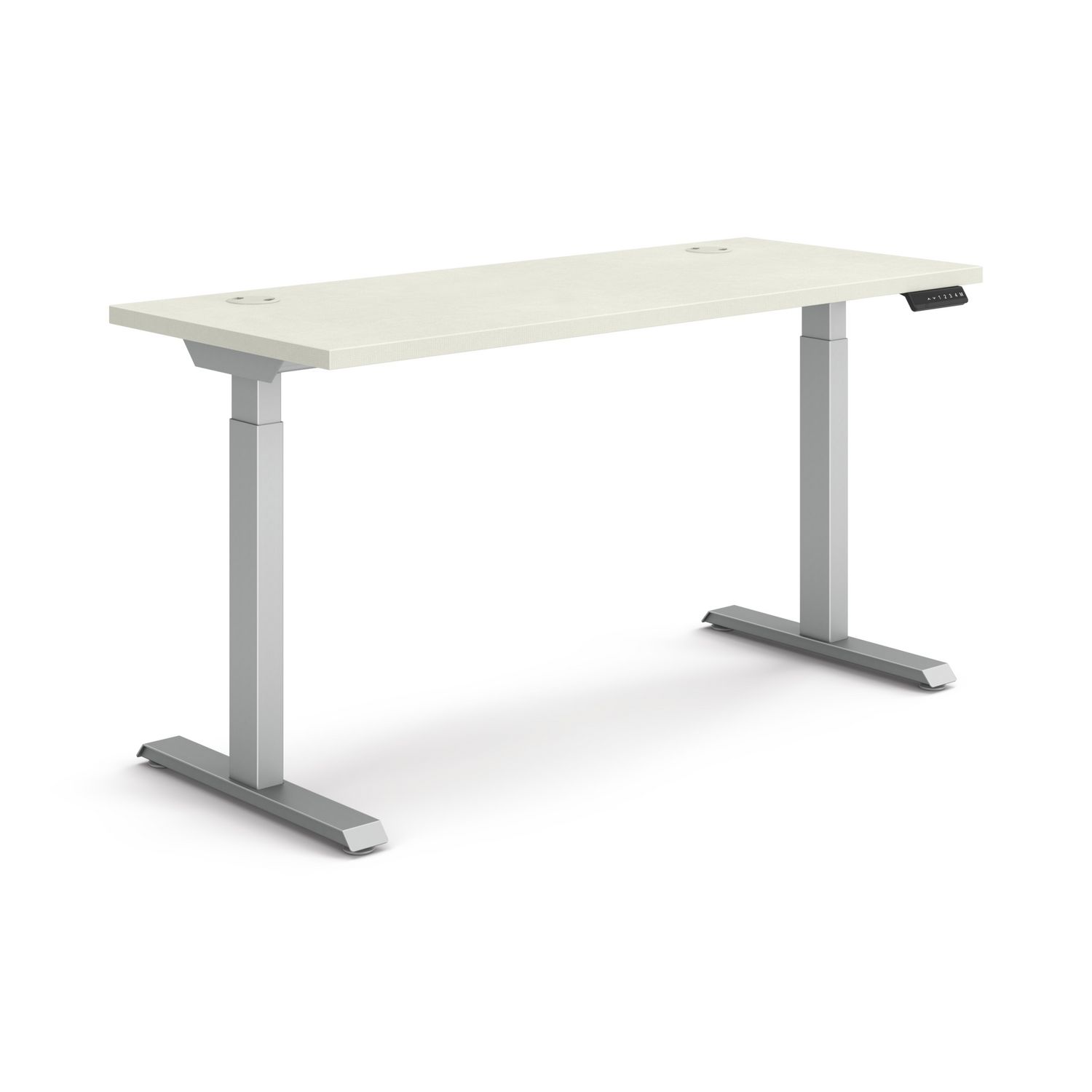 Coordinate Height Adjustable Desk Bundle 2-Stage, 58″ x 22″ x 27.75″ to 47″, Silver MeshSilver