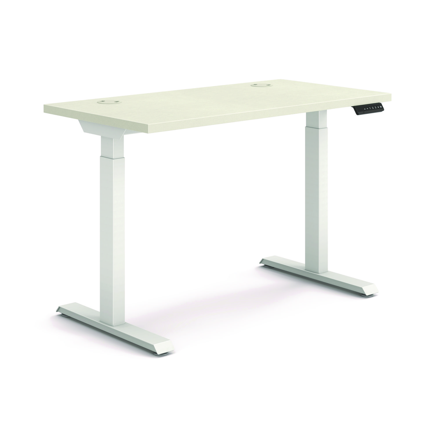 Coordinate Height Adjustable Desk Bundle 2-Stage, 46″ x 22″ x 27.75″ to 47″, Silver Mesh/Designer White