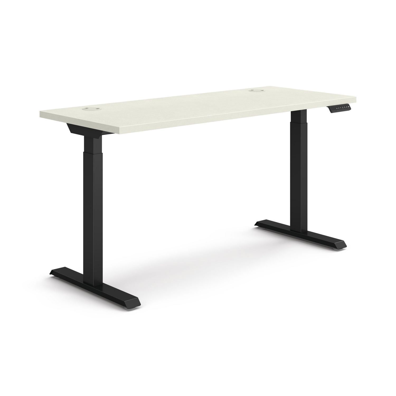 Coordinate Height Adjustable Desk Bundle 2-Stage, 58″ x 22″ x 27.75″ to 47″, Silver MeshBlack