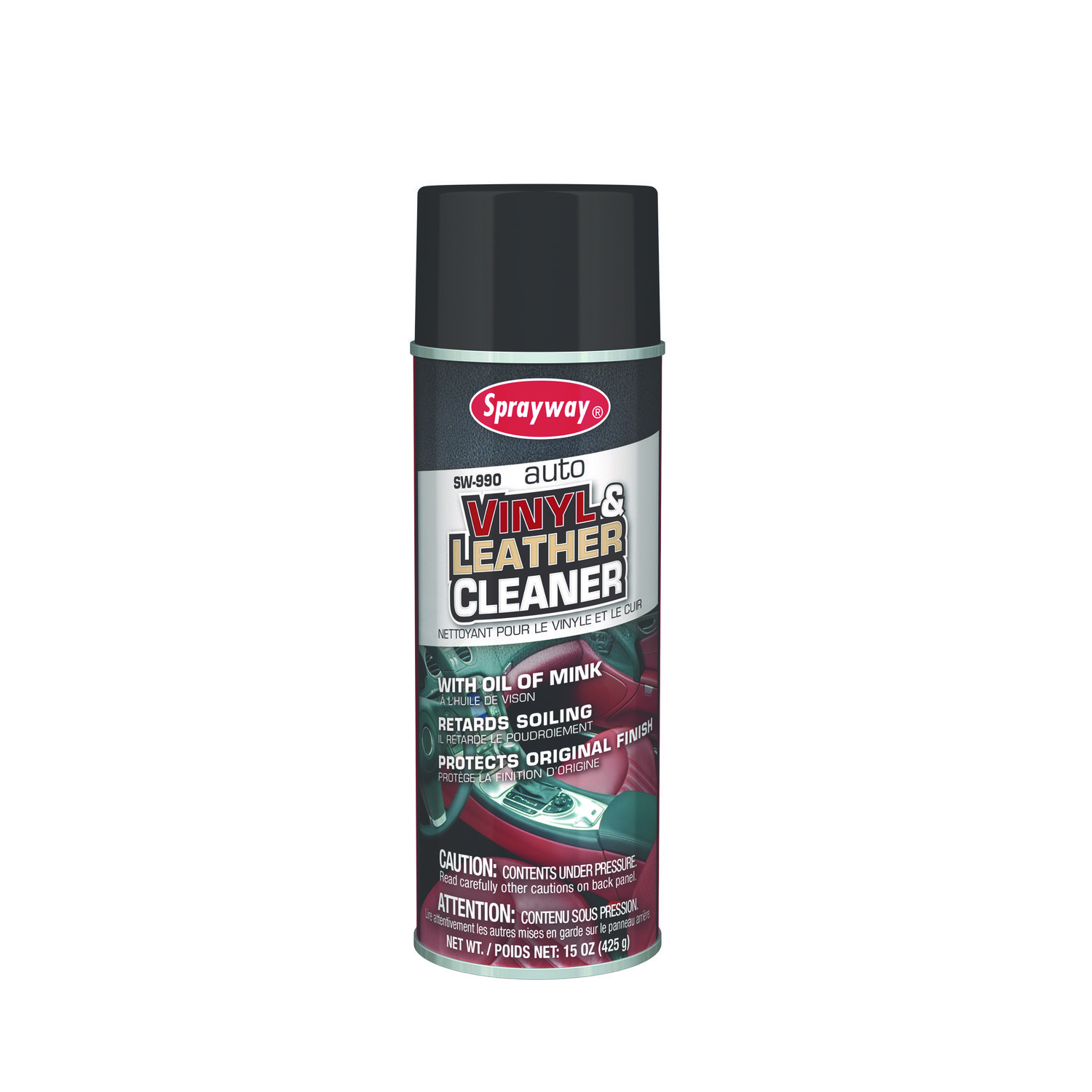 Vinyl and Leather Cleaner, Leather Scent, 15 oz Aerosol Spray, 12/Carton