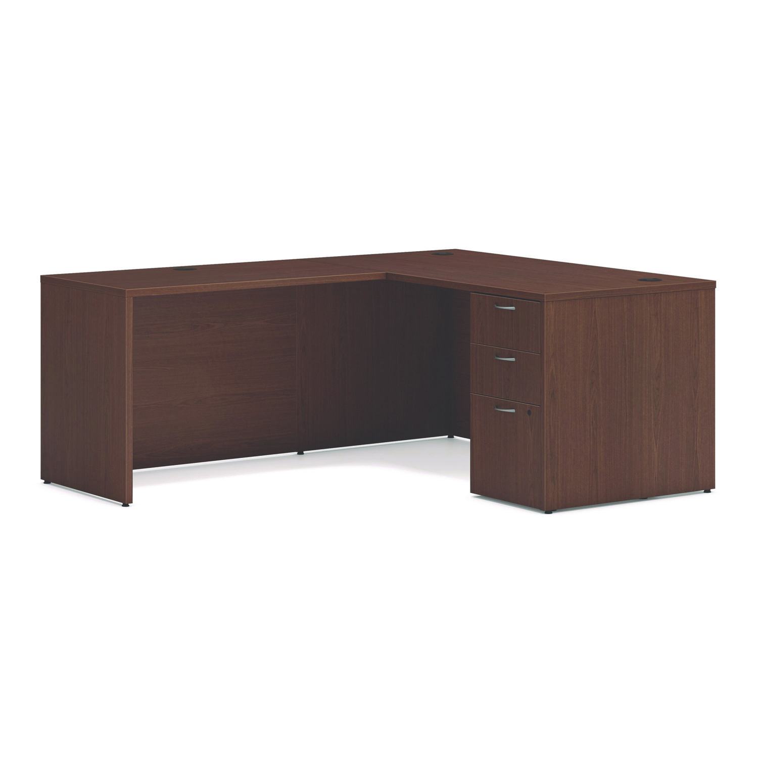 Mod L-Station Single Pedestal Desk Bundle, 60″ x 72″ x 29″, Sepia Walnut