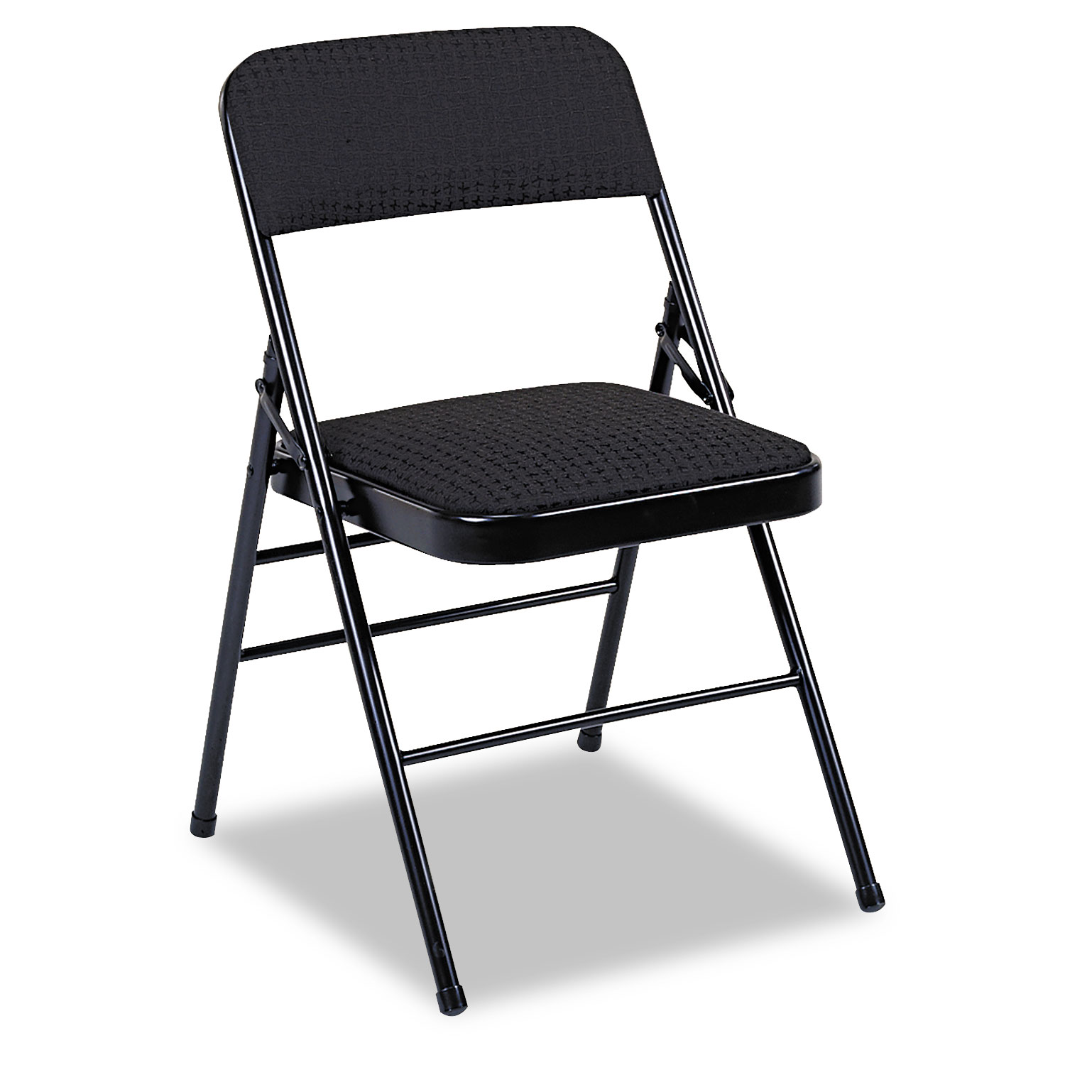 Deluxe Fabric Padded Seat & Back Folding Chairs, Cavallaro Black, 4/Carton