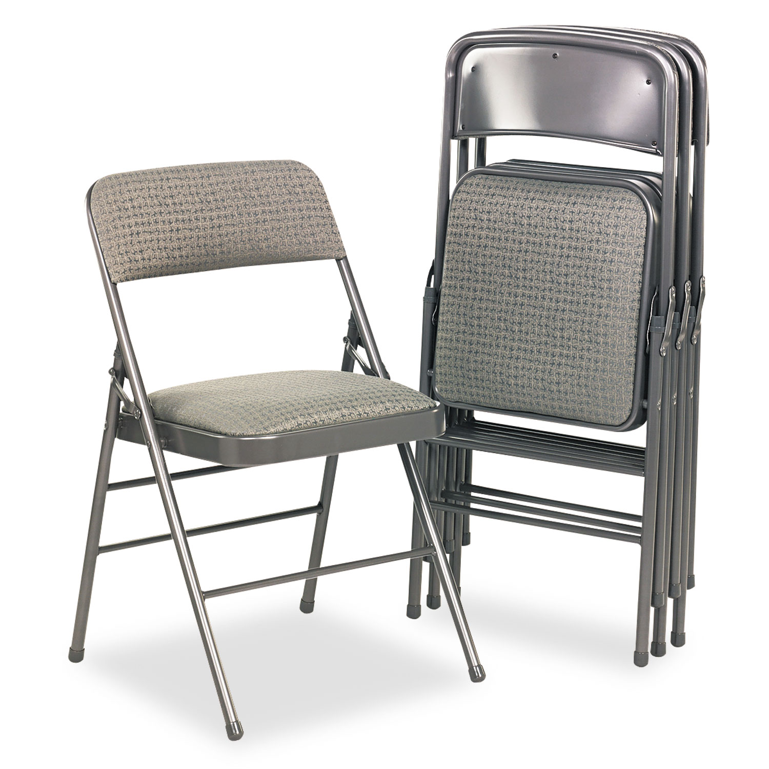 Deluxe Fabric Padded Seat & Back Folding Chairs, Cavallaro Dark Gray, 4/Carton