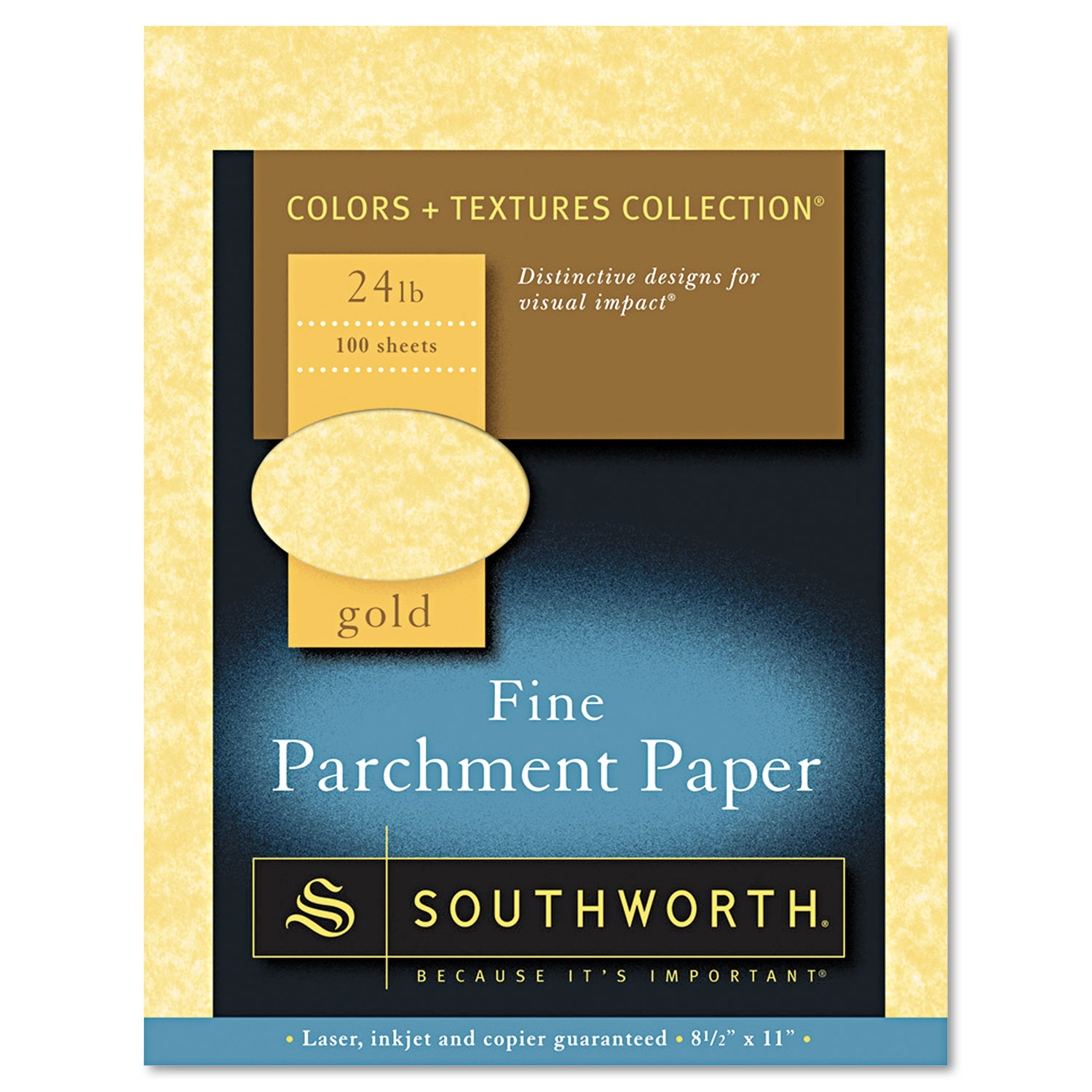 Parchment Specialty Paper, 24 lb, 8.5 x 11, Gold, 100/Pack