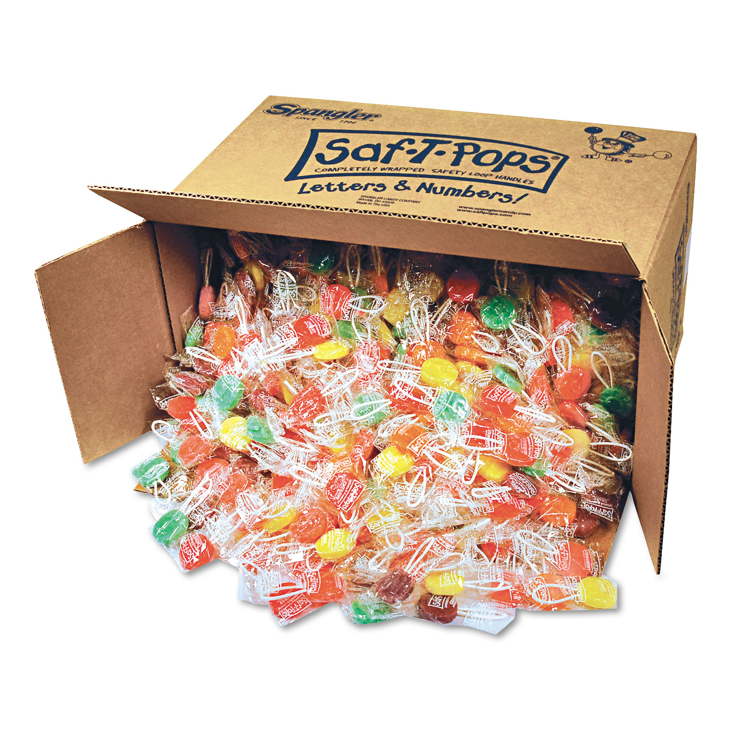 Saf-T-Pops, Assorted Flavors, Individually Wrapped, Bulk 25lb Box, 1000/Carton