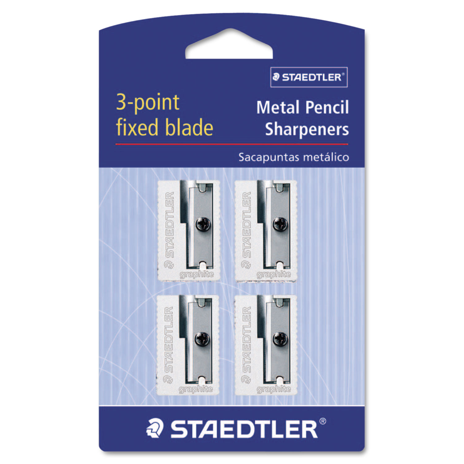 Staedtler® Handheld Metal Pencil Sharpener, 1.13 x 0.63 x 0.5, Silver, 4/Pack