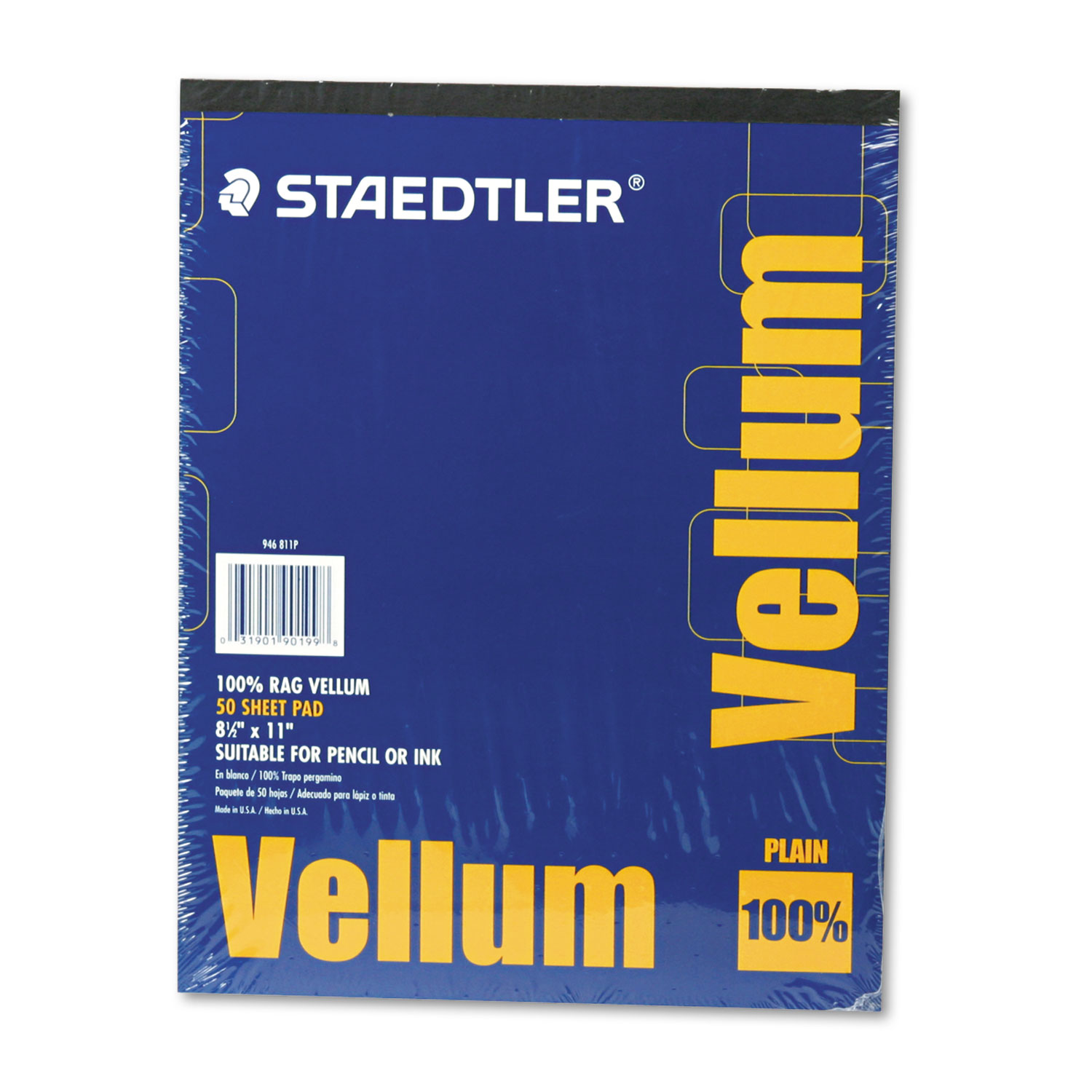  Staedtler 946811P Mars Translucent Vellum Art and Dra fting Paper, 16lb, 8.5 x 11, 50/Pad (STD946811P) 