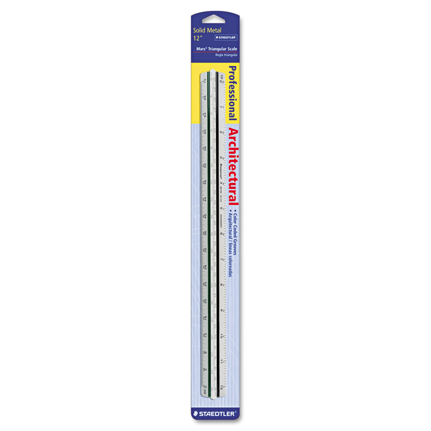  Staedtler 987 18-31BK Triangular Scale for Architects, Color-Coded Grooves, 12 inches (STD9871831BK) 
