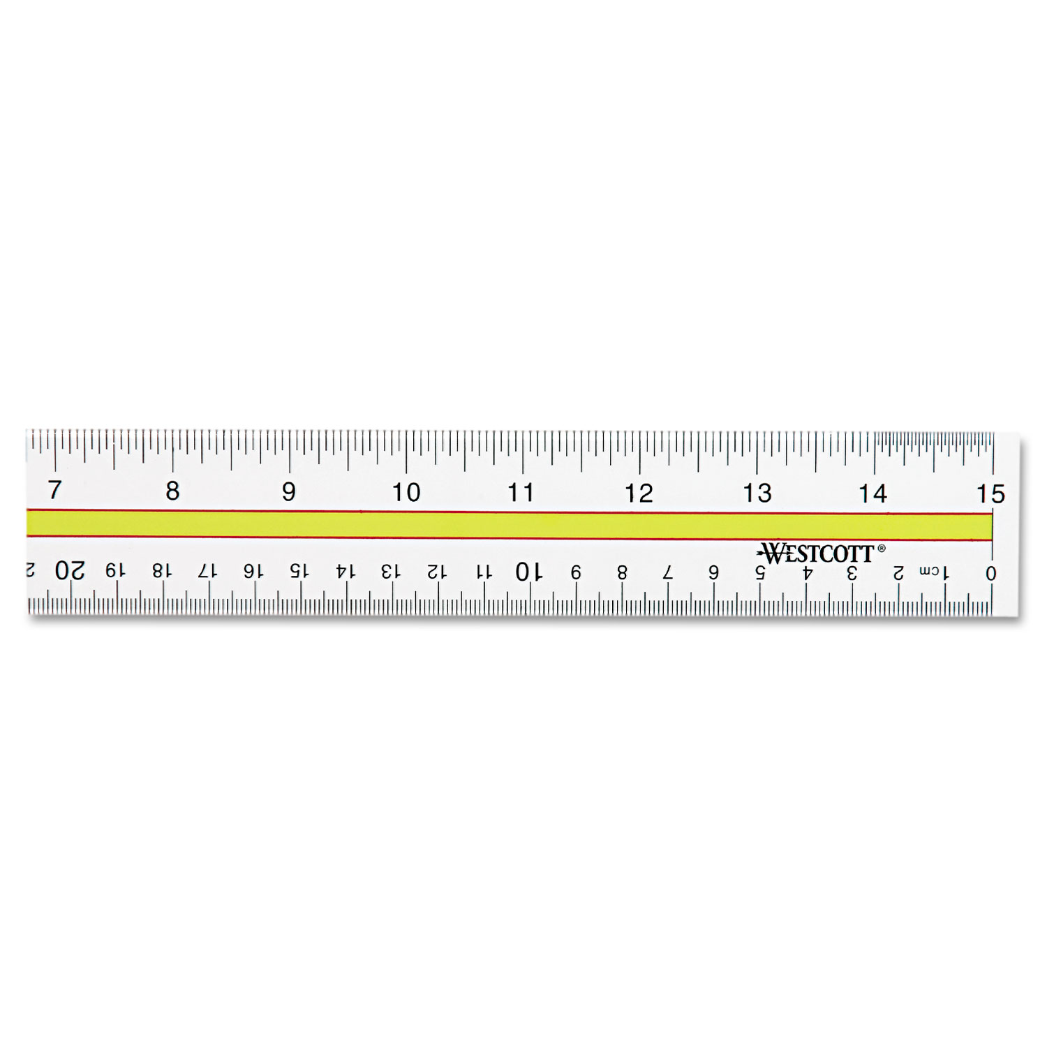 Acrylic Data Highlight Reading Ruler With Tinted Guide, 15 Clear