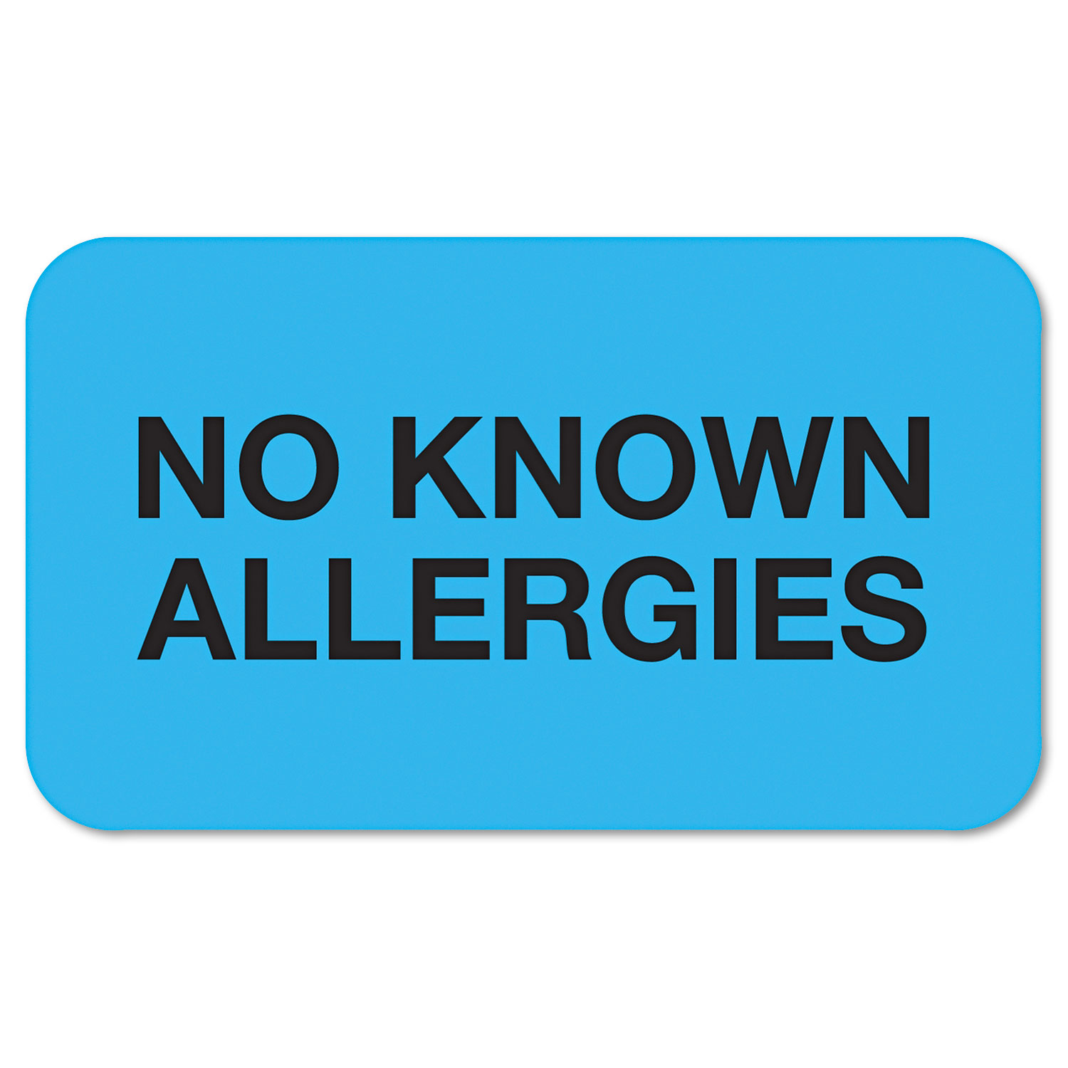 No Known Allergies Medical Labels, 7/8 x 1-1/2, Light Blue, 250/Roll