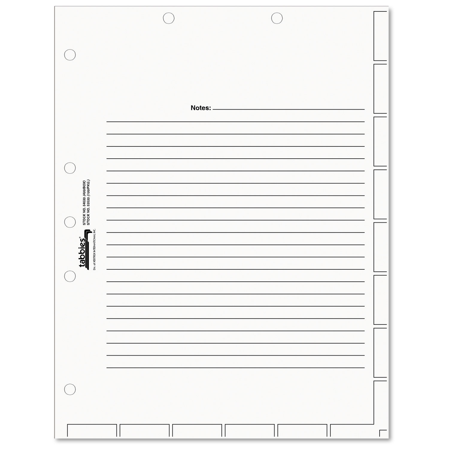  Tabbies 54520 Medical Chart Index Divider Sheets, 11 x 8.5, White, 400/Box (TAB54520) 