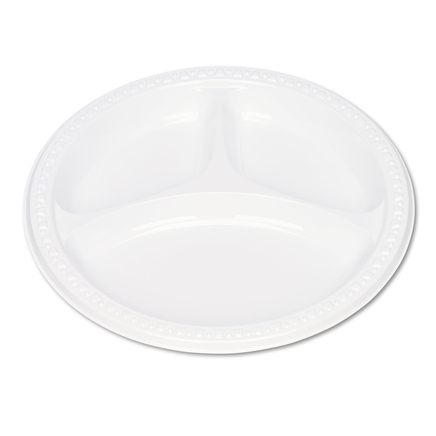  Tablemate 19644WH Plastic Dinnerware, Compartment Plates, 9 dia, White, 125/Pack (TBL19644WH) 