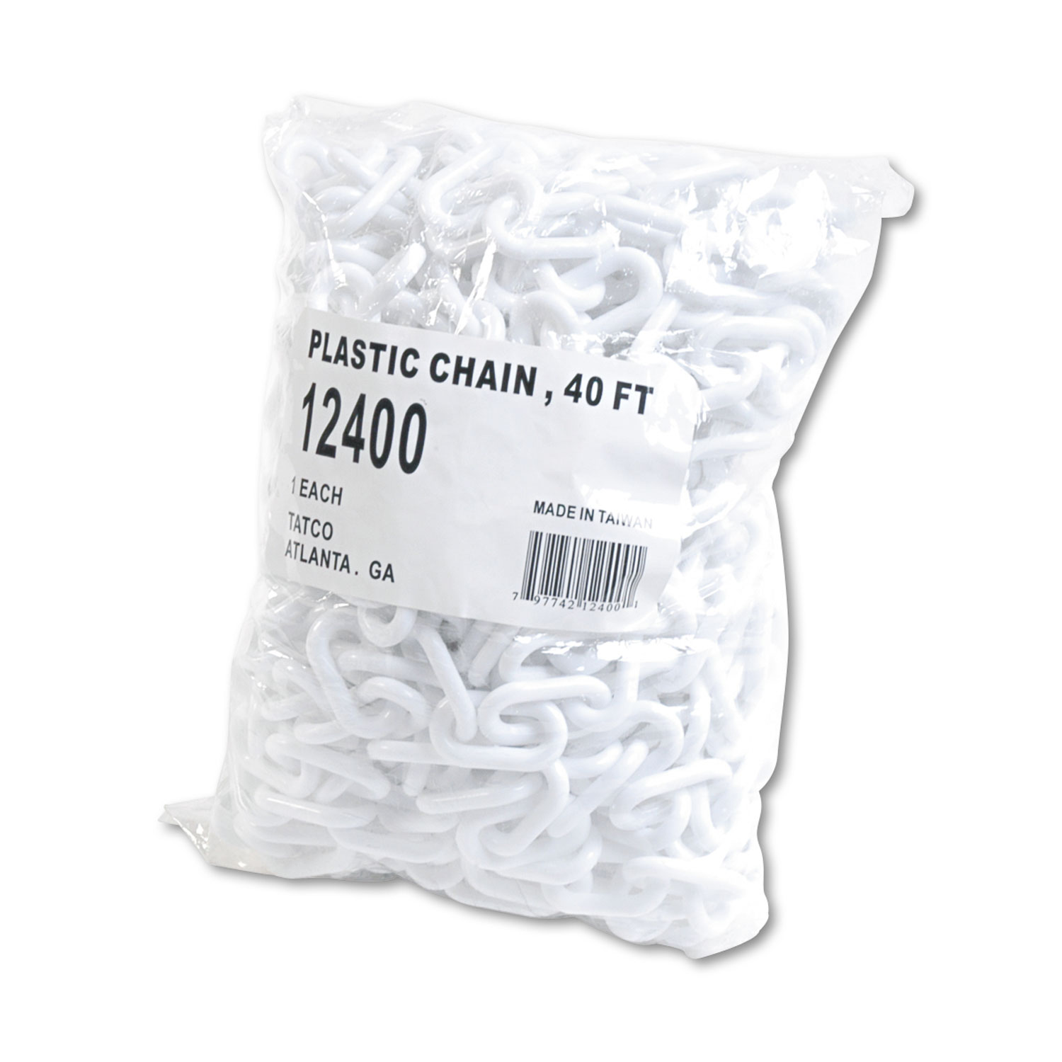  Tatco 12400 Crowd Control Stanchion Chain, Plastic, 40ft, White (TCO12400) 