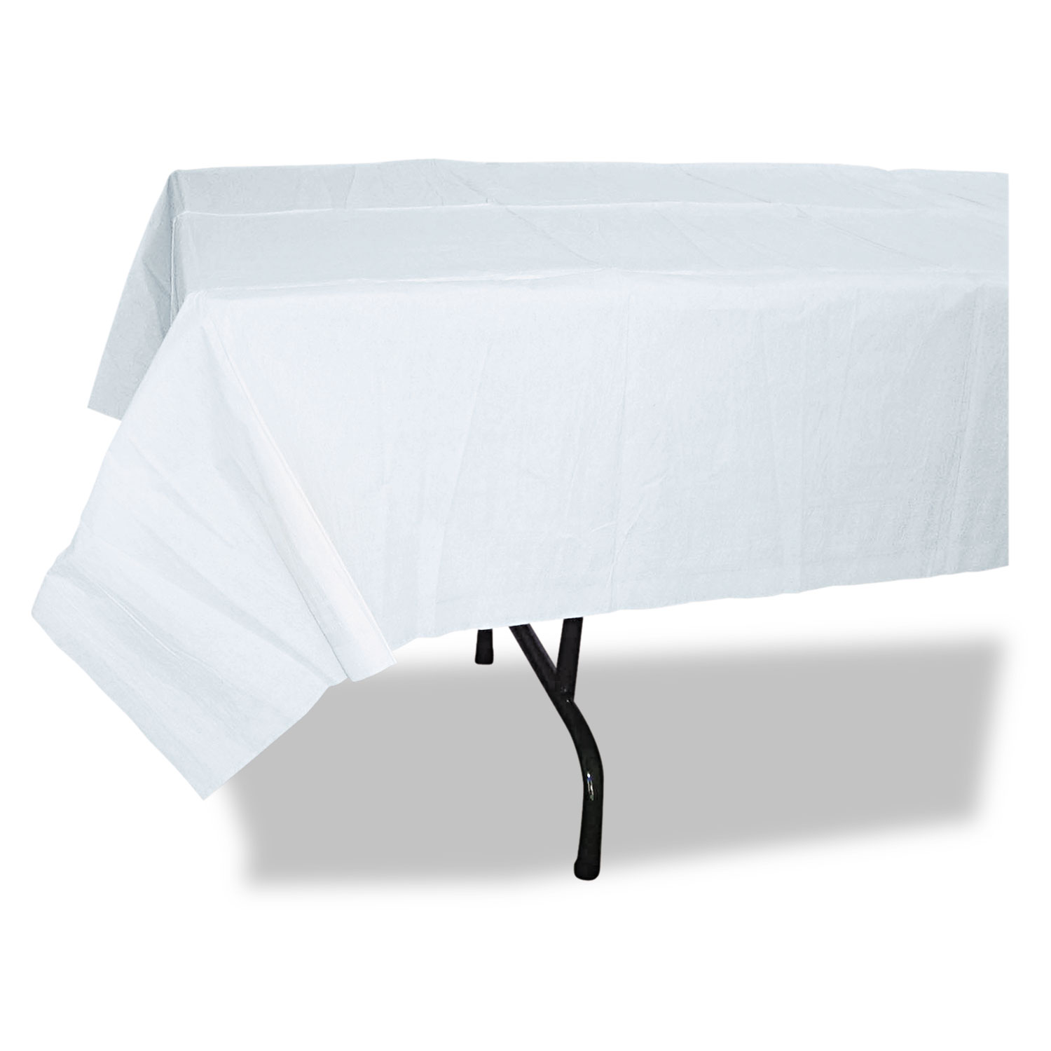 Paper Table Cover, Embossed, w/Plastic Liner, 54 x 108, White, 20/Carton