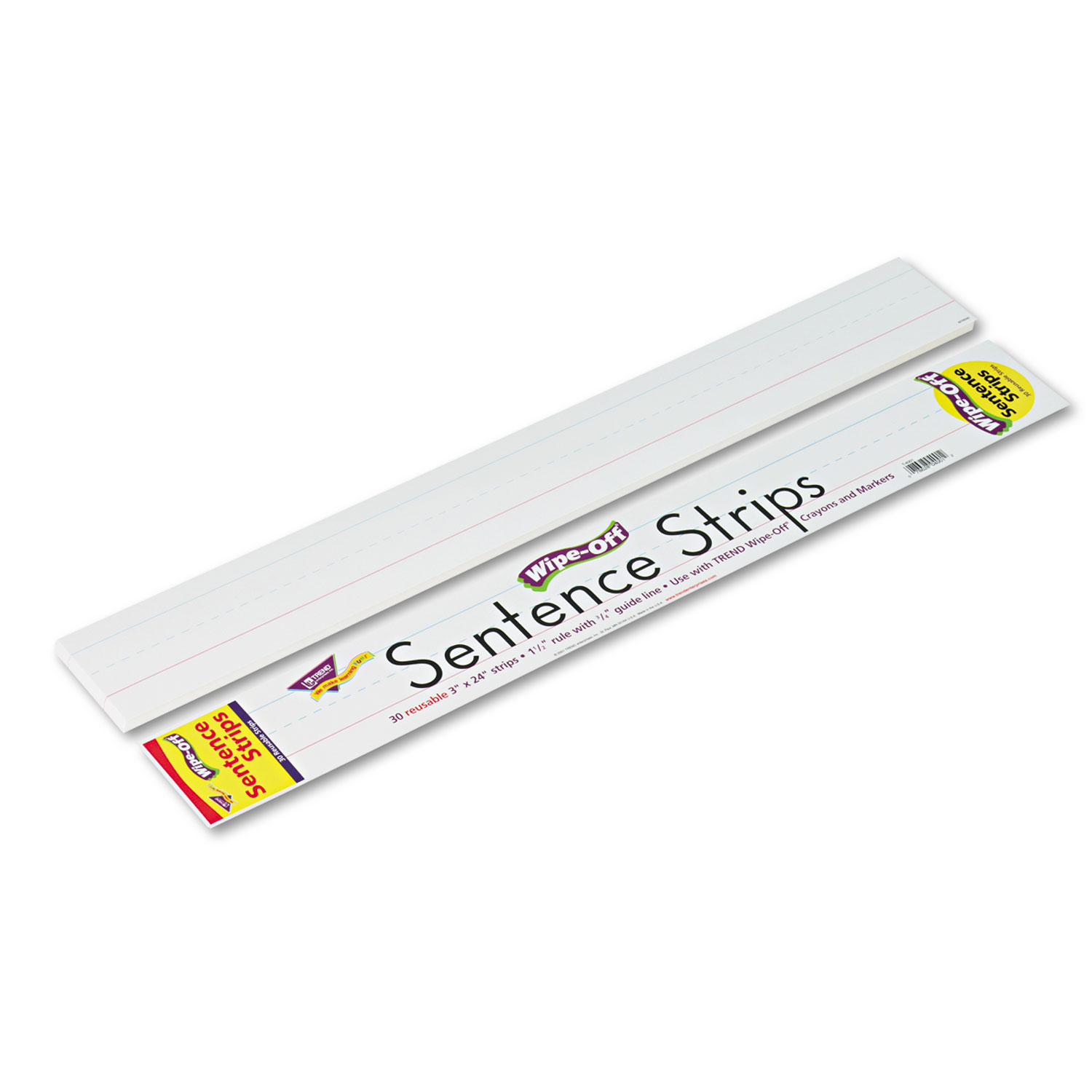 Wipe-Off Sentence Strips, 24 x 3, White, 30/Pack