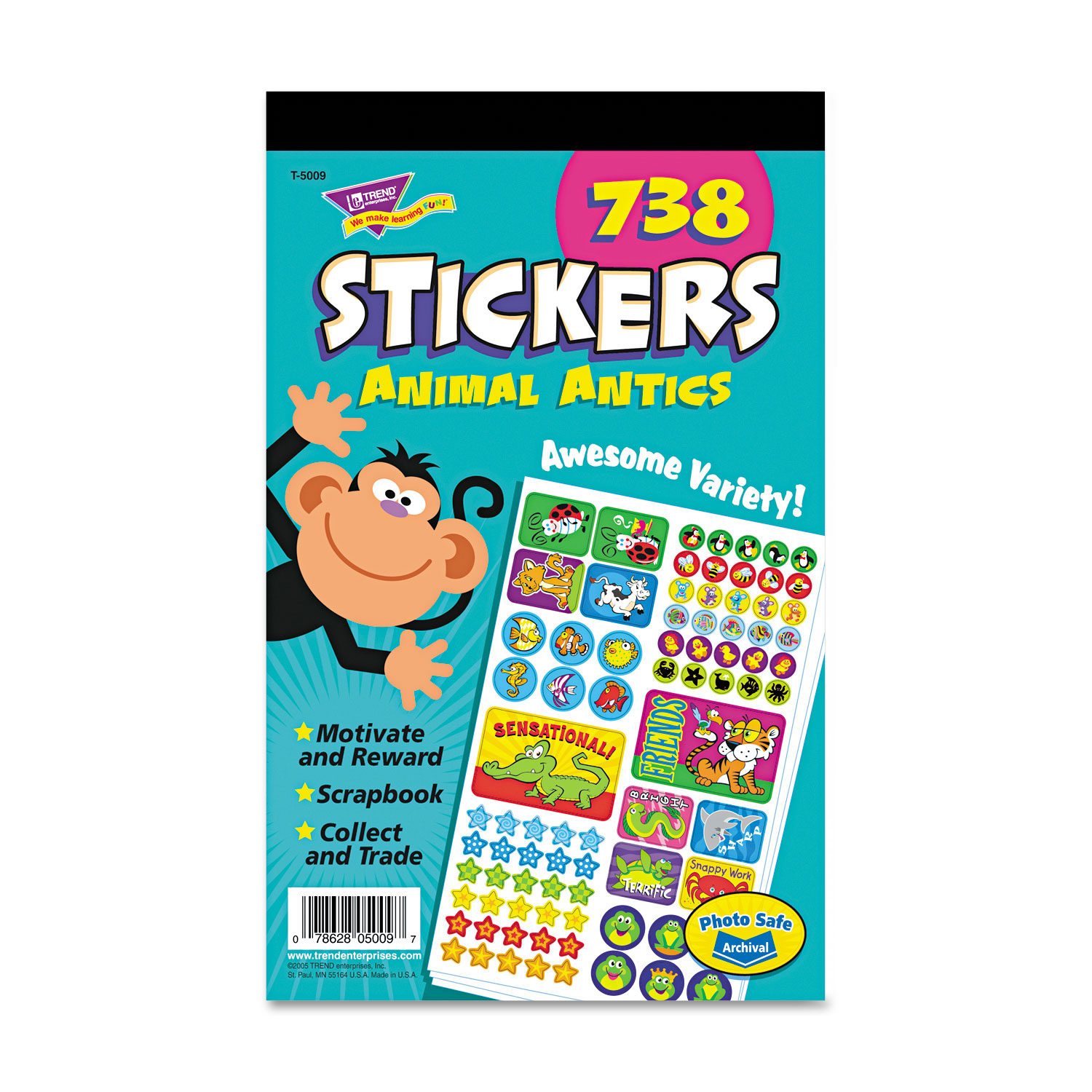 Sticker Assortment Pack, Animal Antics, 738 Stickers/Pad