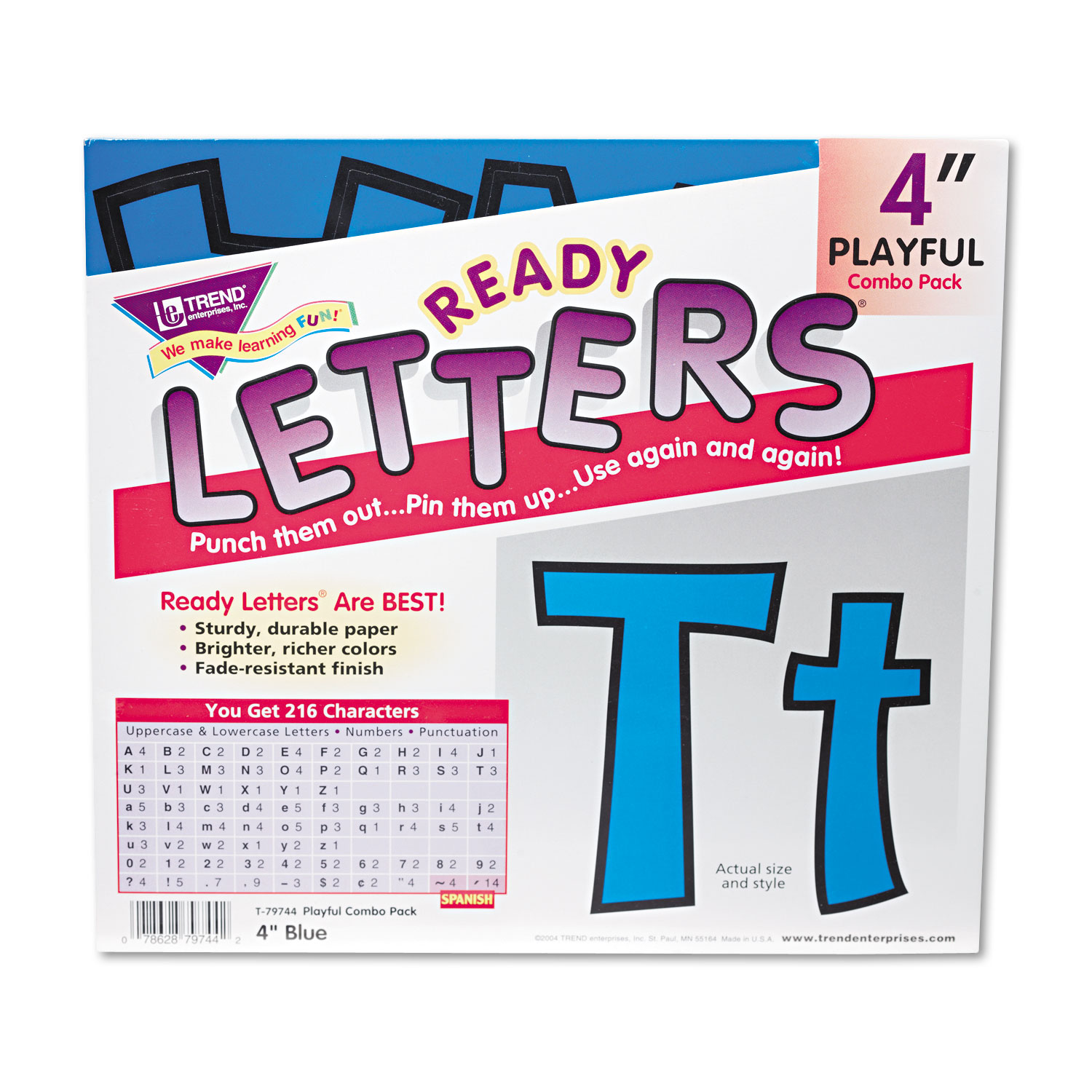 Ready Letters Playful Combo Set, Blue, 4"h, 216/Set