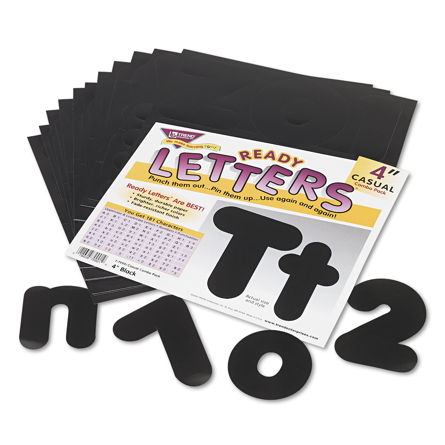 Ready Letters Casual Combo Set, Black, 4"h, 182/Set