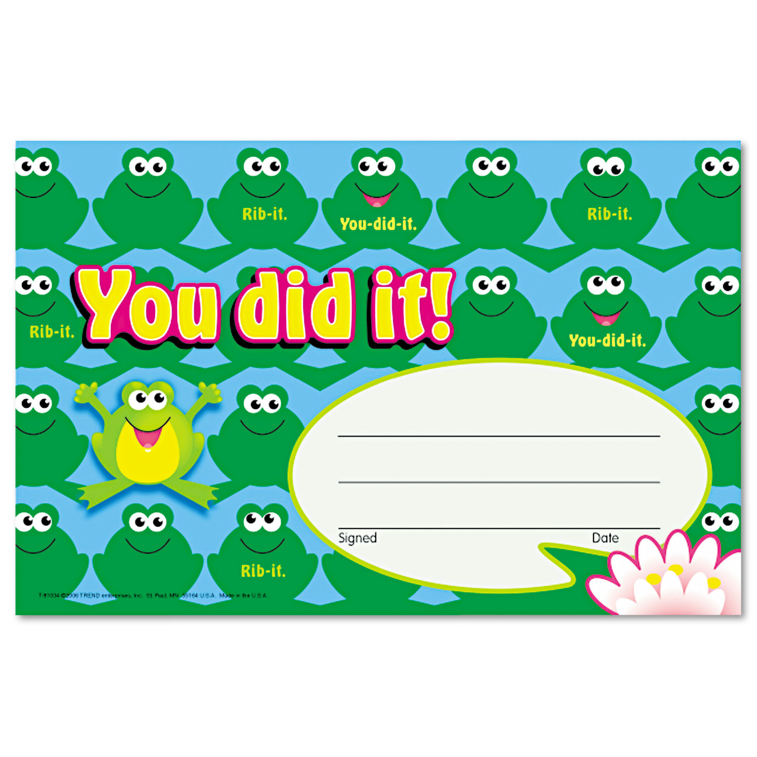 Recognition Awards, You Did It--Frogs, 8 1/2w by 5 1/2h, 30/Pack
