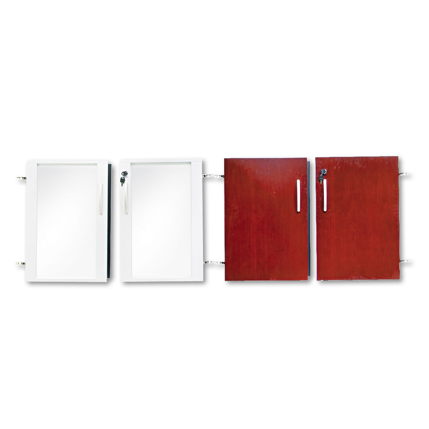 Doors for Veneer Low Wall Cabinet, 36w x 29-1/2h, Sierra Cherry/Glass, 4/Set