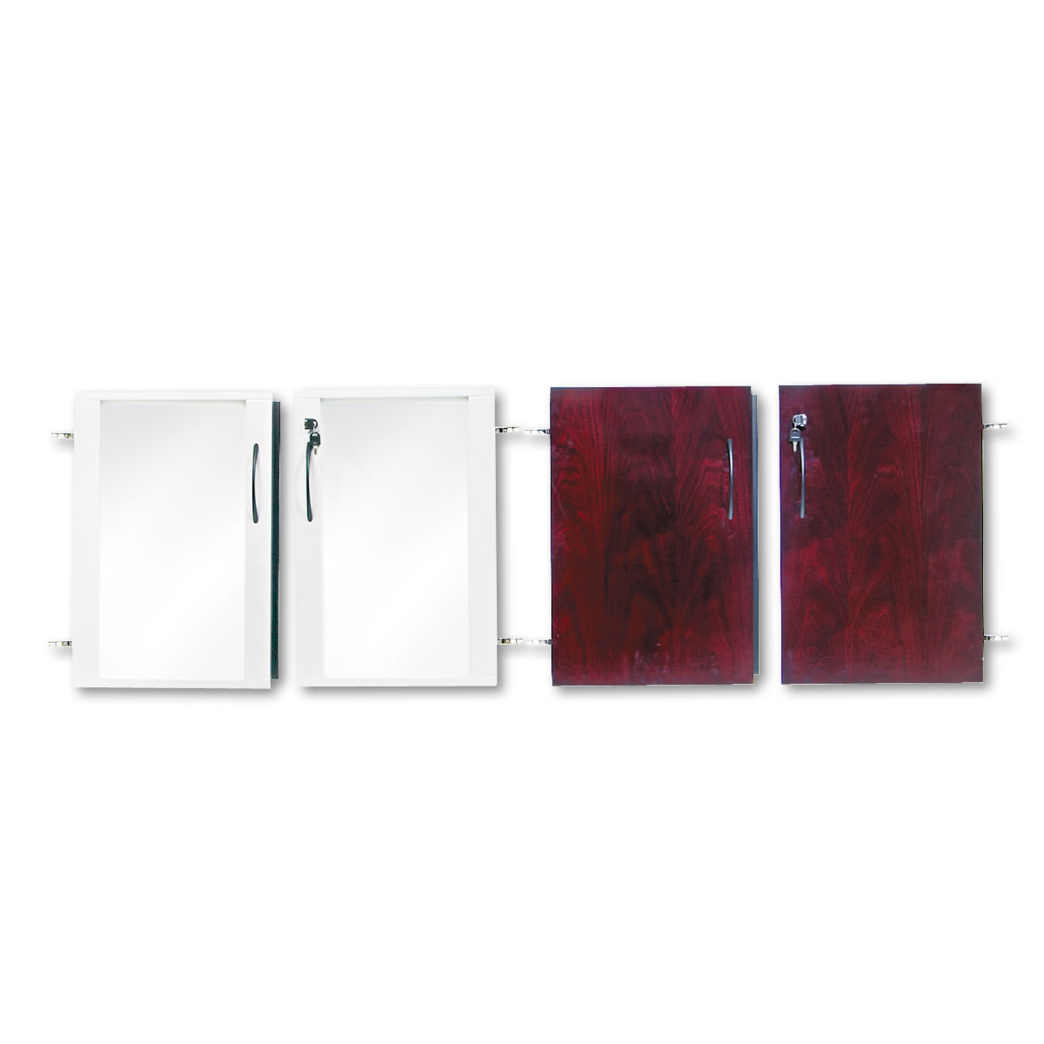 Doors for Veneer Low Wall Cabinet, Mahogany/Glass, 4/Set