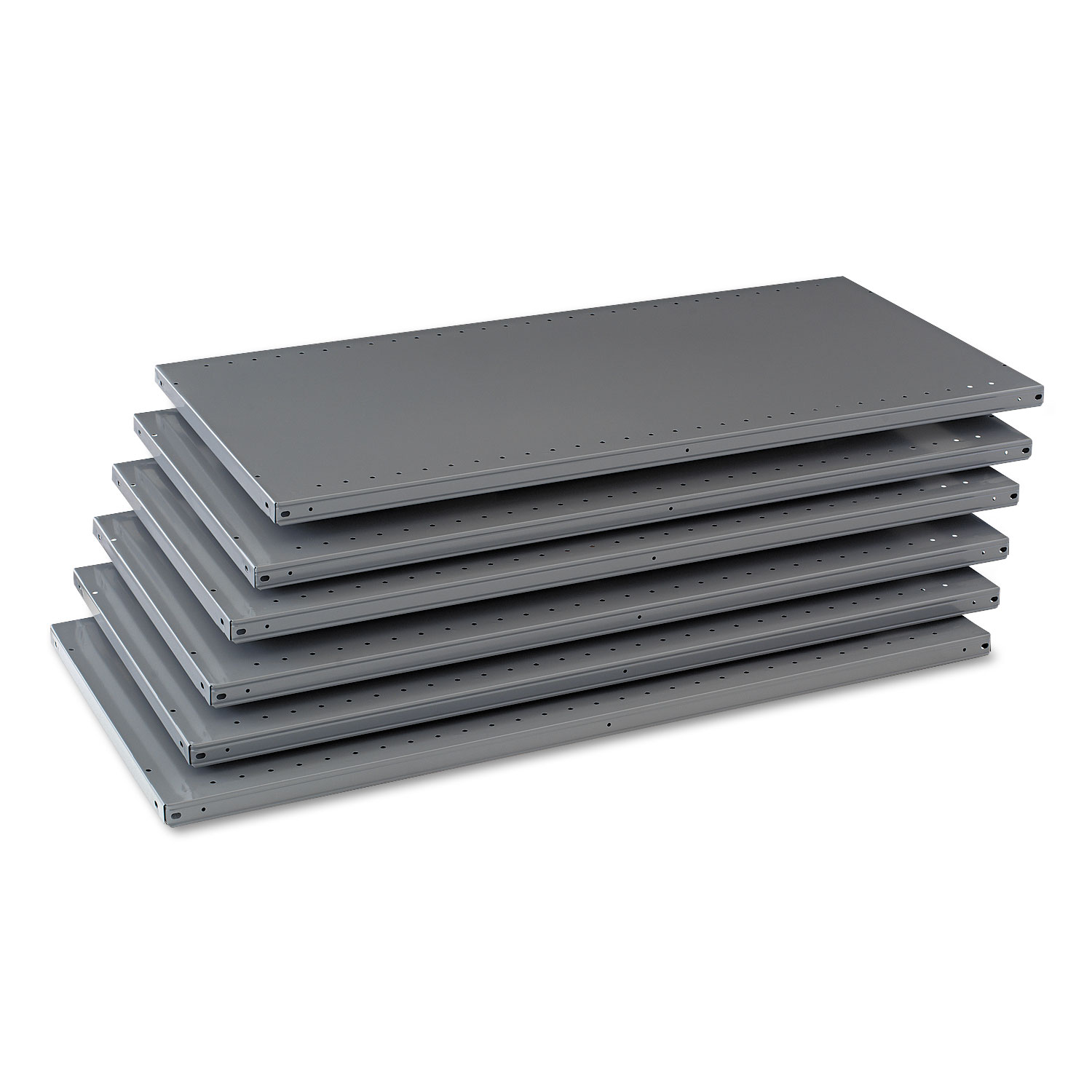 Industrial Steel Shelving for 87 High Posts, 48w x 24d, Medium Gray, 6/Carton