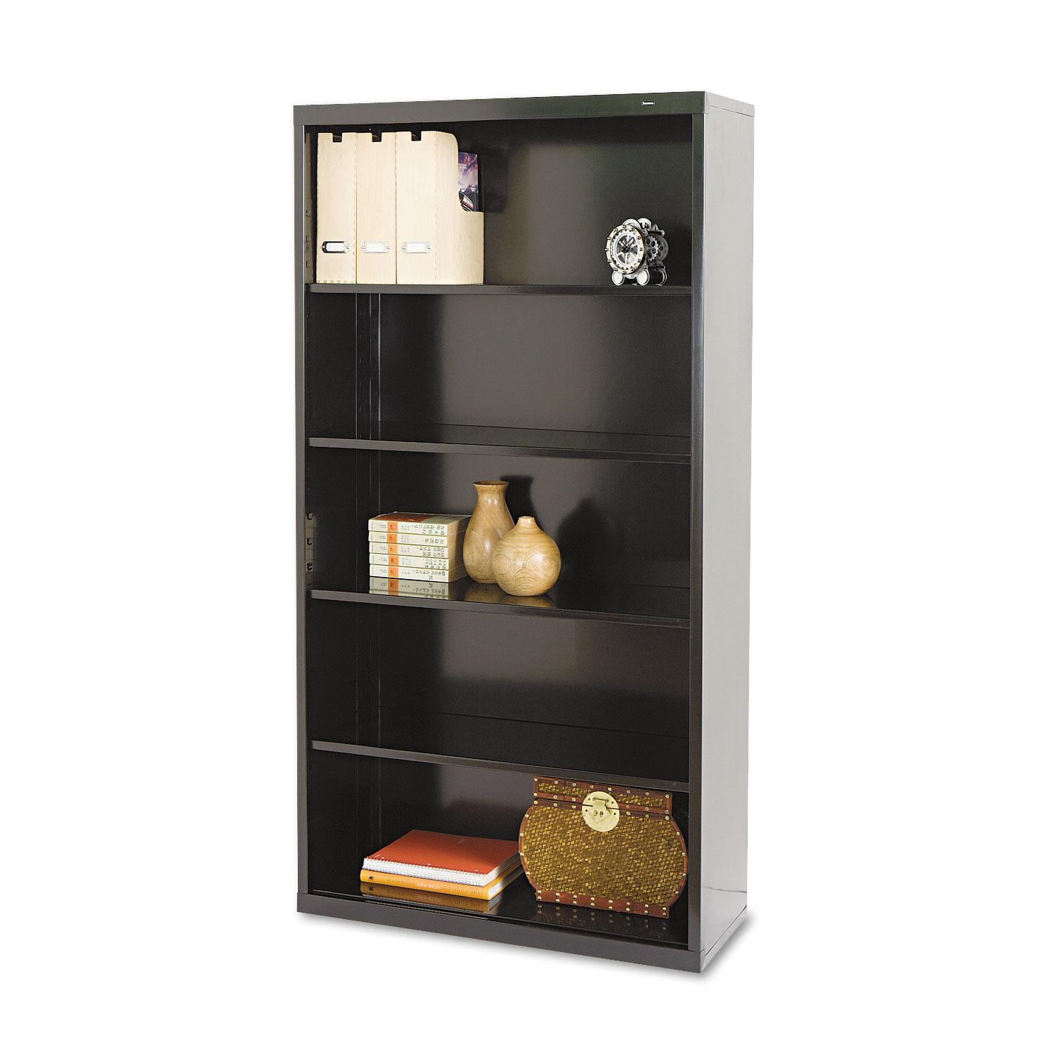  Tennsco B-66BK Metal Bookcase, Five-Shelf, 34-1/2w x 13-1/2d x 66h, Black (TNNB66BK) 