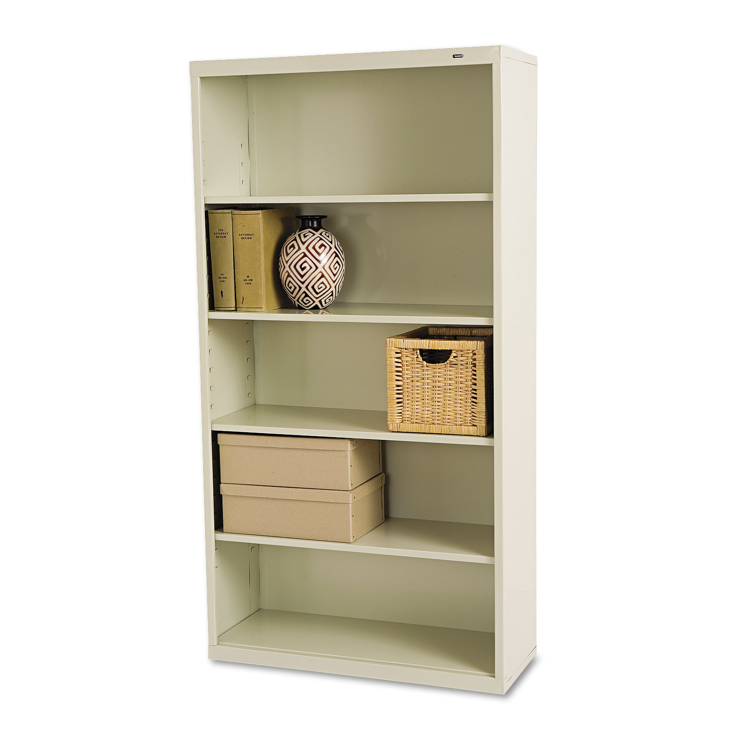  Tennsco B-66PY Metal Bookcase, Five-Shelf, 34-1/2w x 13-1/2d x 66h, Putty (TNNB66PY) 