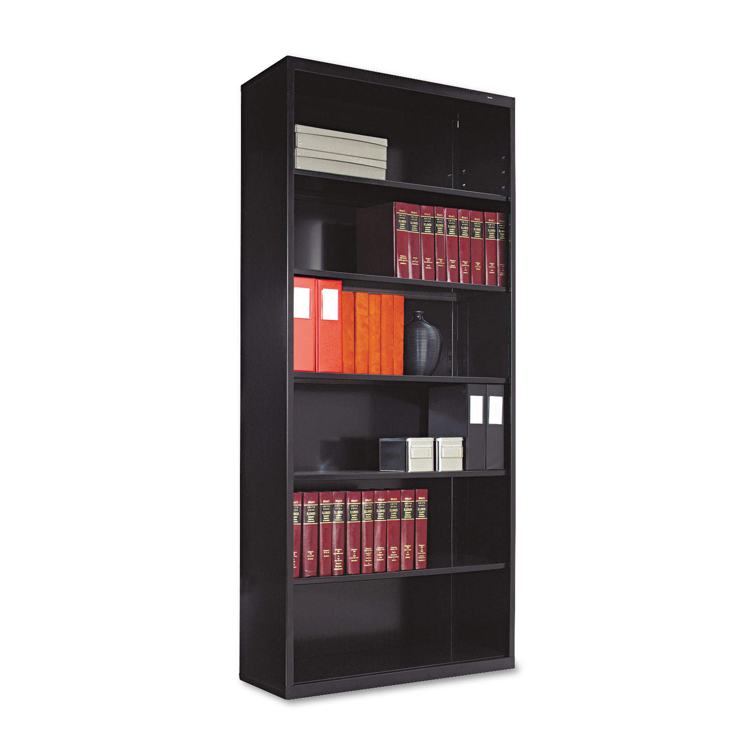  Tennsco B-78BK Metal Bookcase, Six-Shelf, 34-1/2w x 13-1/2d x 78h, Black (TNNB78BK) 