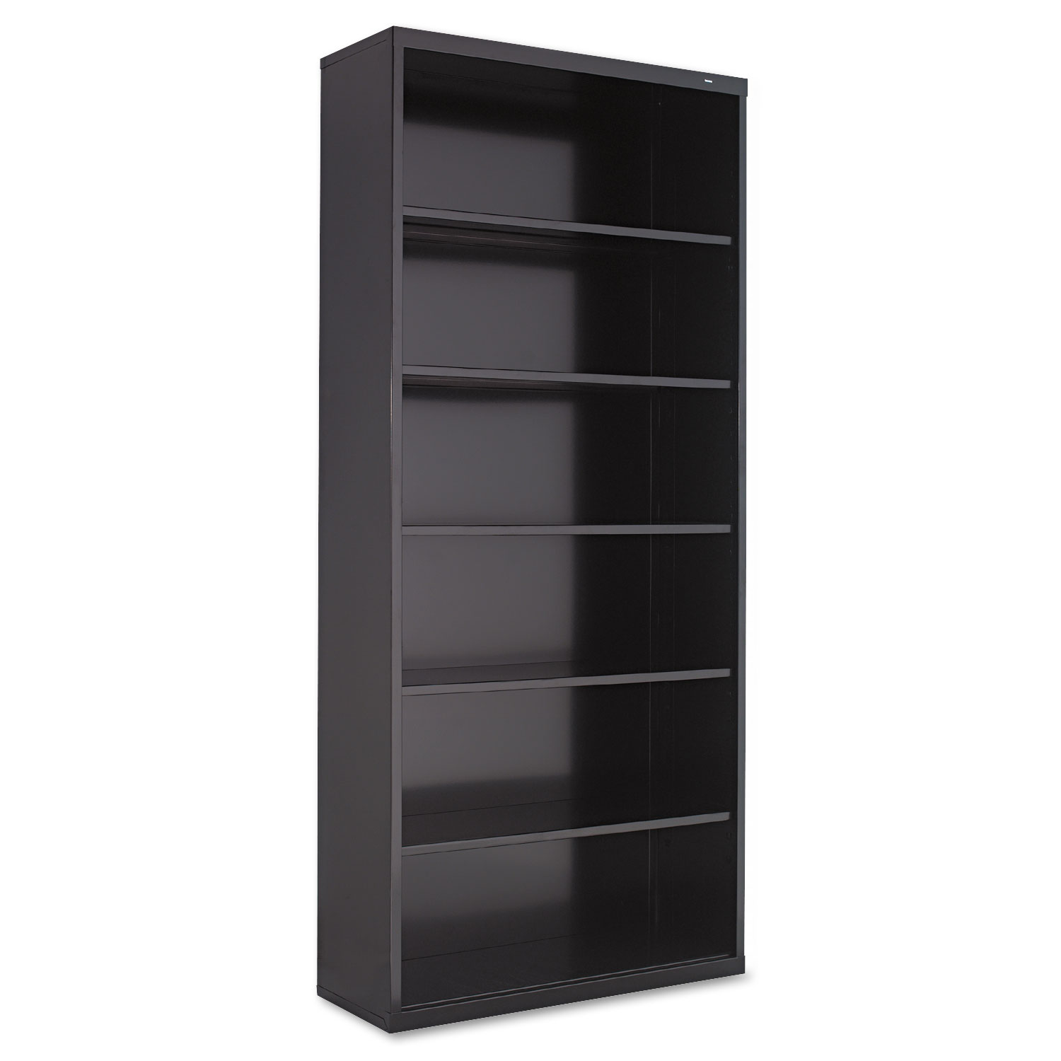 Metal Bookcase, Six-Shelf, 34-1/2w x 13-1/2d x 78h, Black