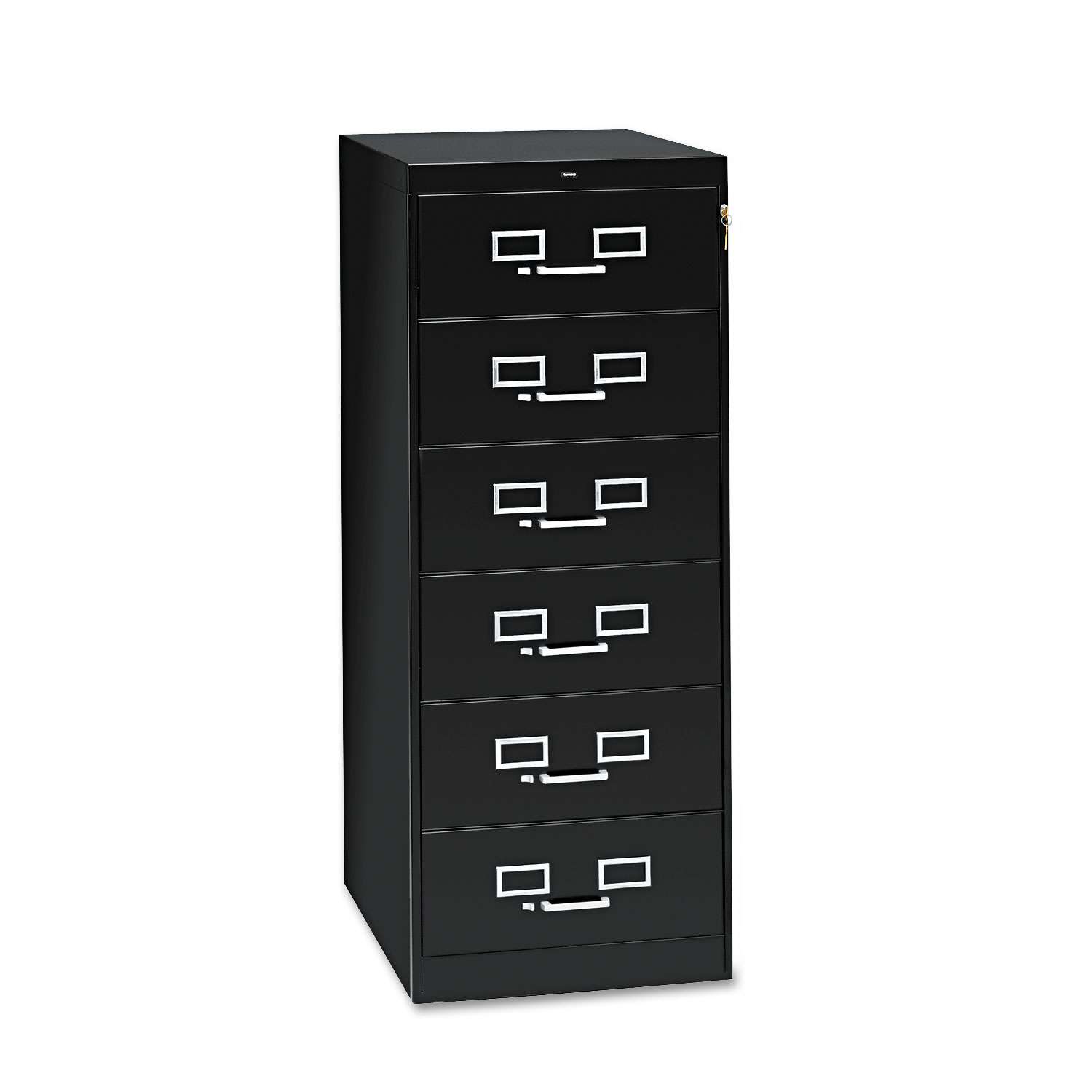  Tennsco CF-669BK Six-Drawer Multimedia Cabinet for 6 x 9 Cards, 21.25w x 28.5d x 52h, Black (TNNCF669BK) 