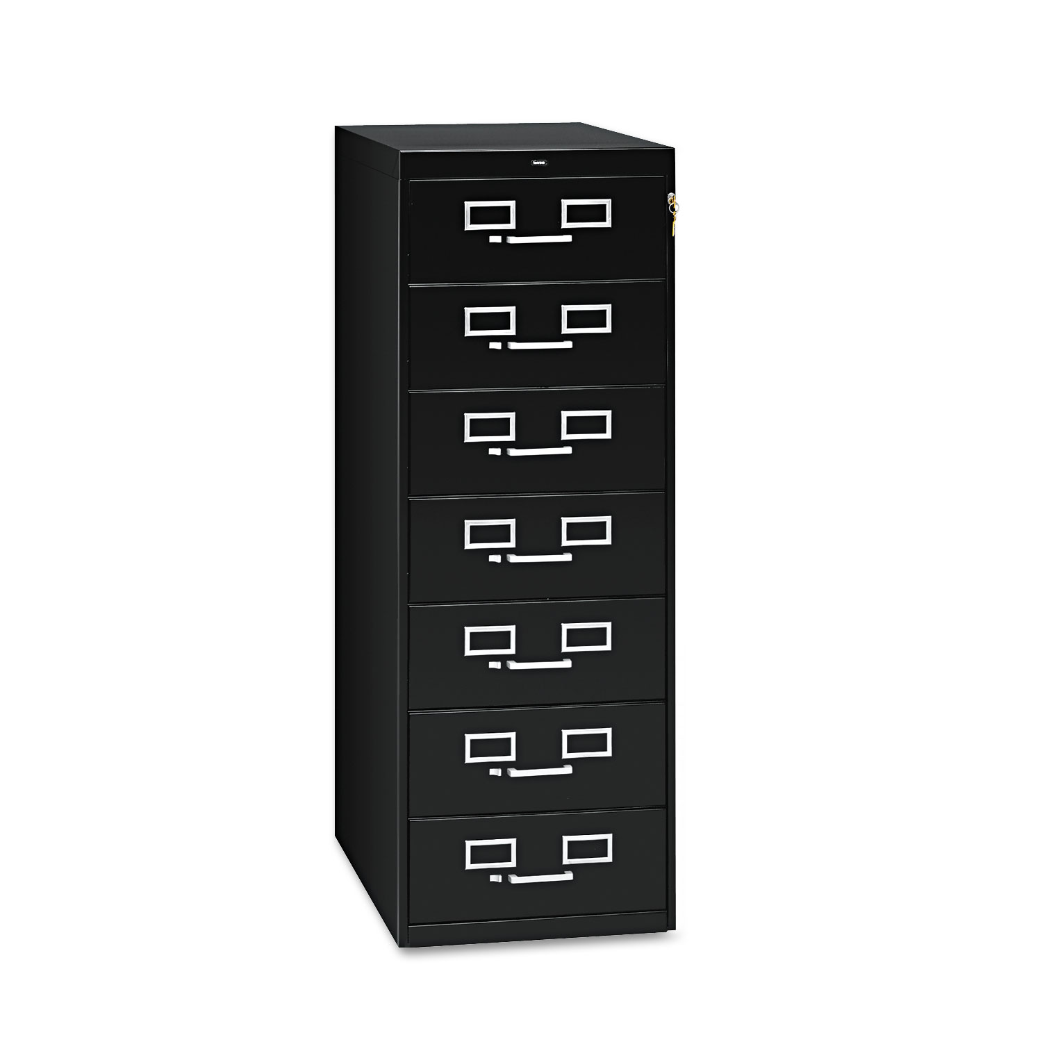  Tennsco CF-758BK Seven-Drawer Multimedia Cabinet for 5 x 8 Cards, 19.13w x 28.5d x 52h, Black (TNNCF758BK) 