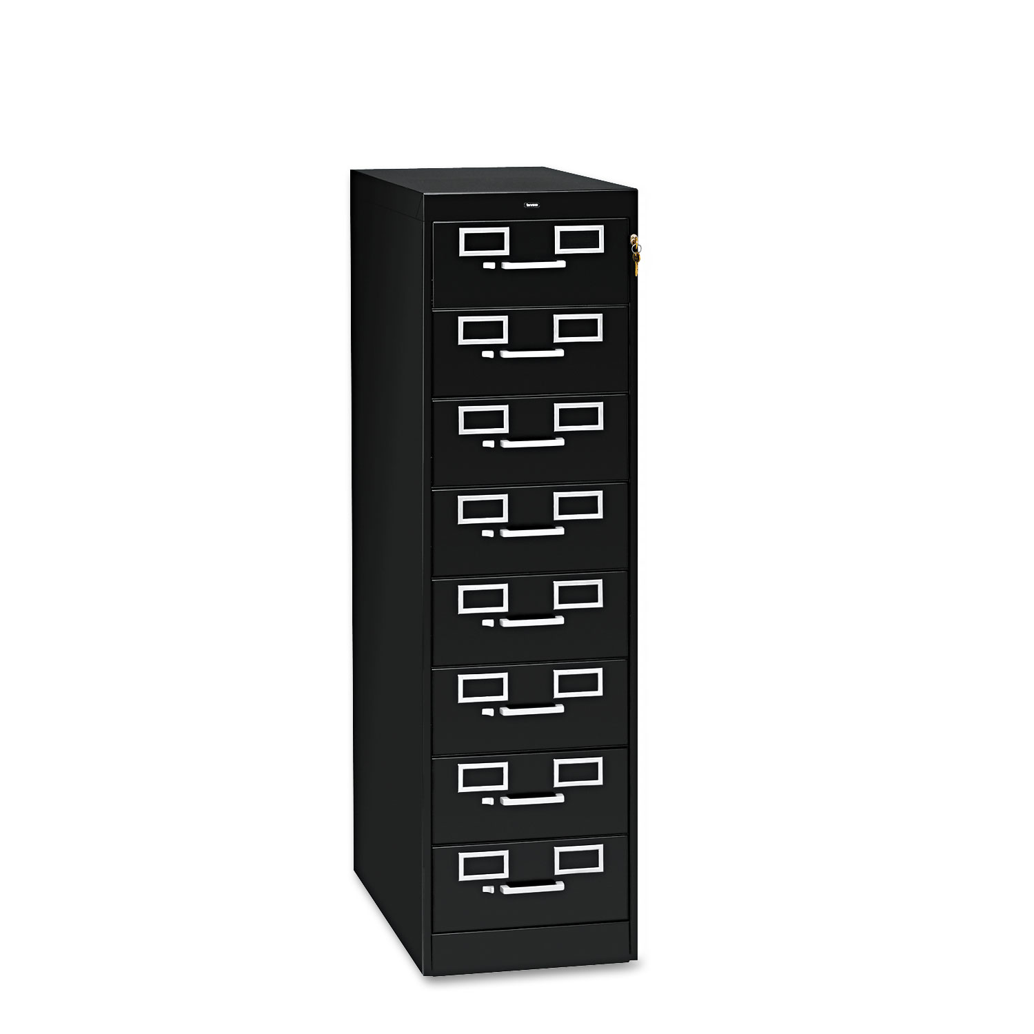  Tennsco CF-846BK Eight-Drawer File Cabinet for 3 x 5 & 4 x 6 Cards, 15w x 28.5d x 52h, Black (TNNCF846BK) 