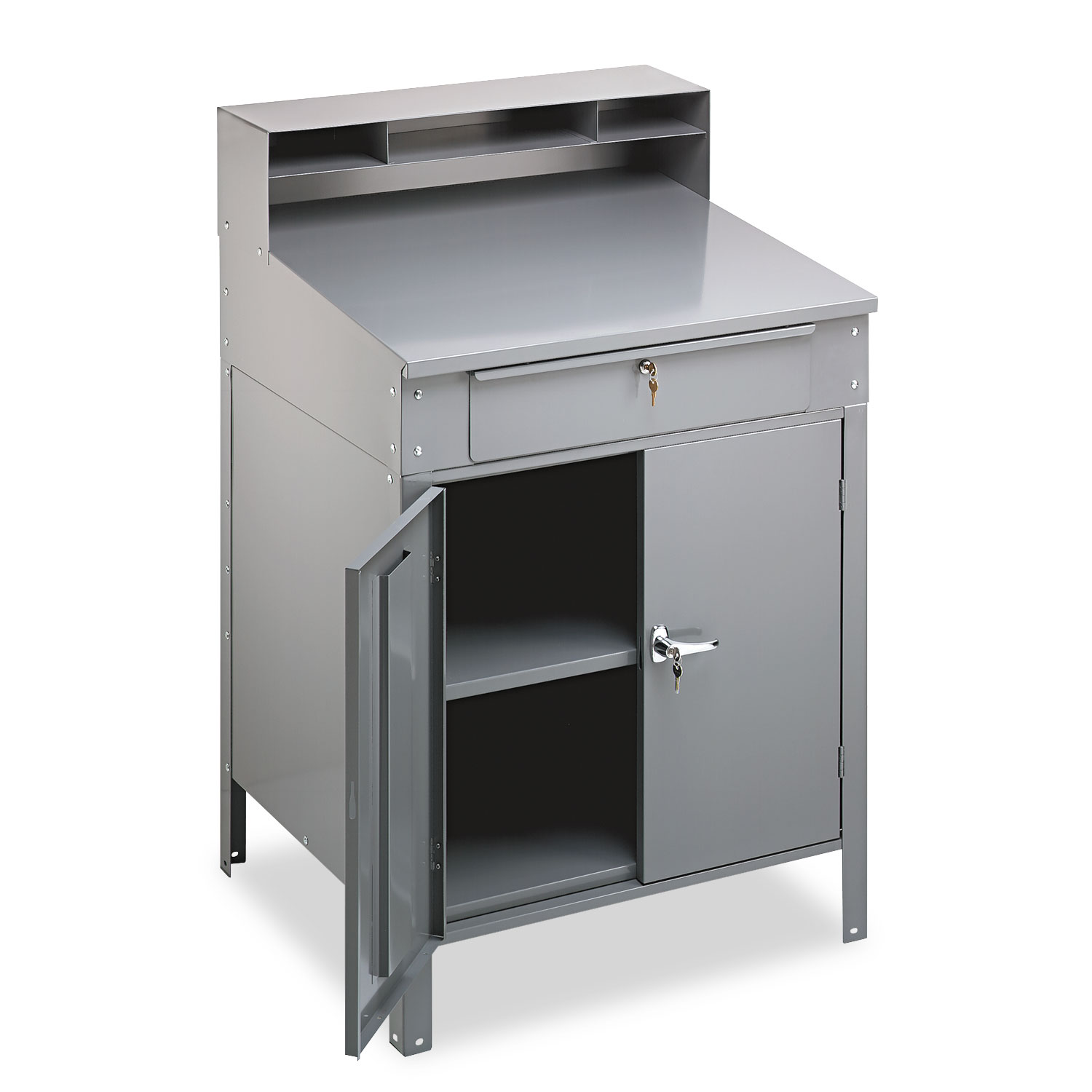  Tennsco SR-58MG Steel Cabinet Shop Desk, 36w x 30d x 53.75h, Medium Gray (TNNSR58MG) 