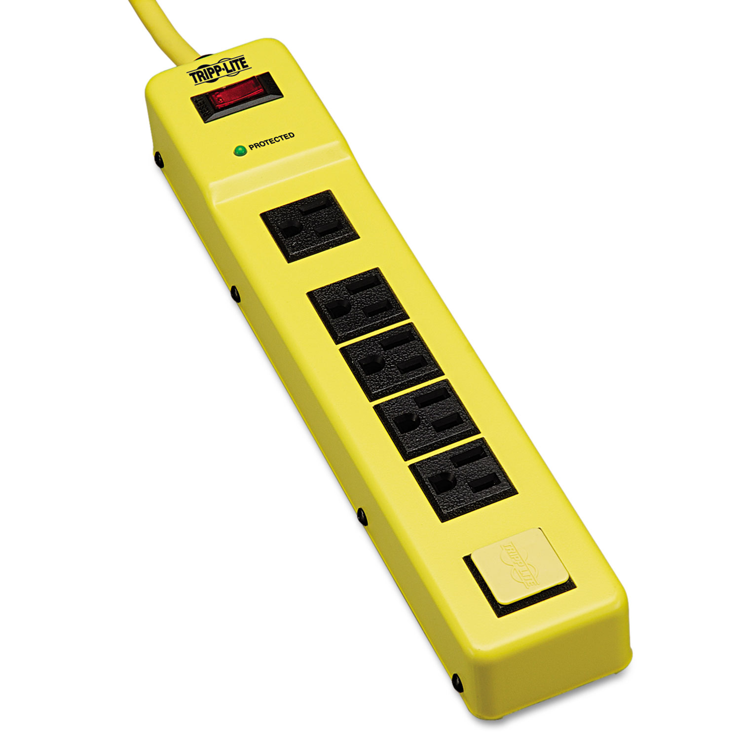 Safety Surge Suppressor, 6 Outlets, 6 ft Cord, 420 Joules, Yellow/Black, OSHA