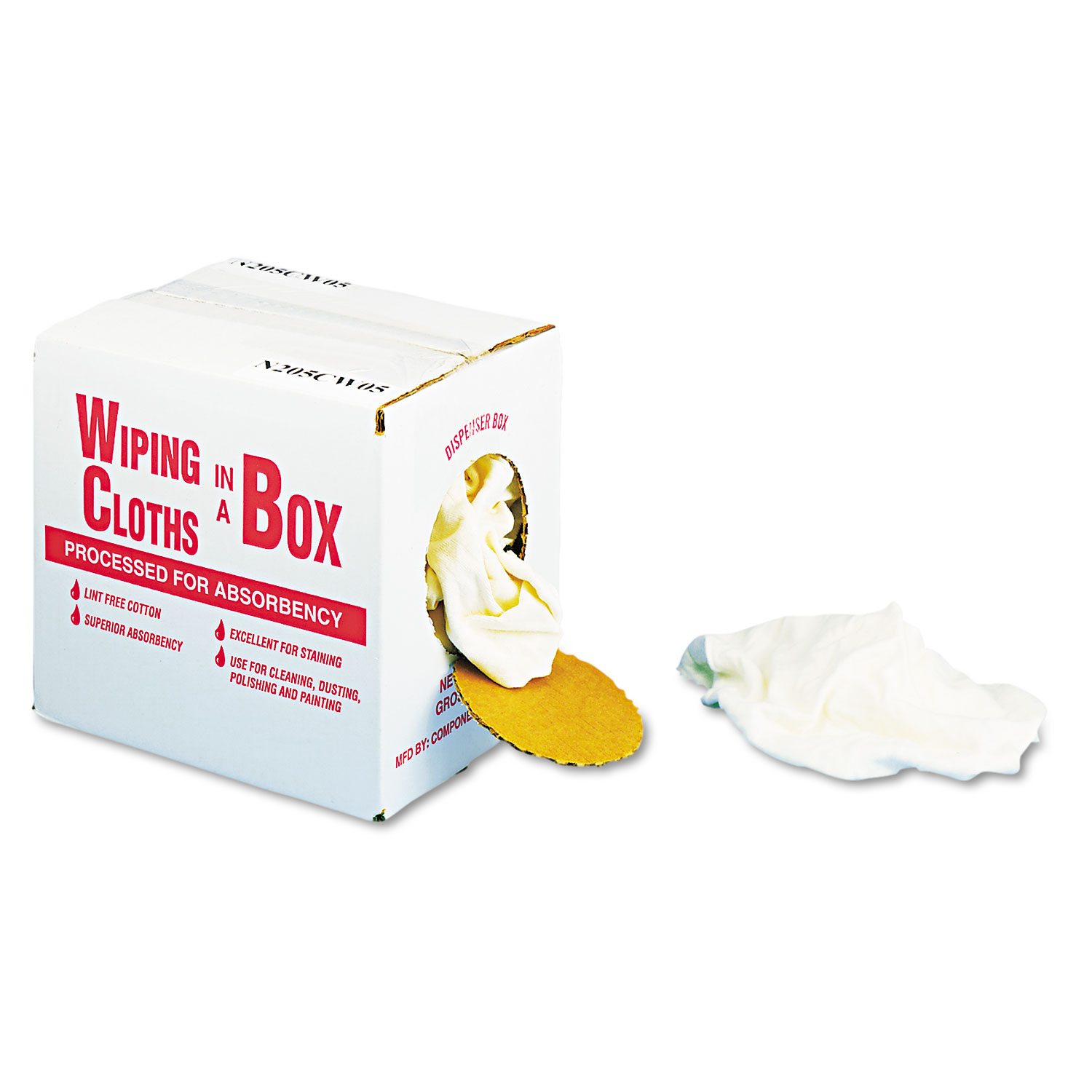 Multipurpose Reusable Wiping Cloths, Cotton, White, 5lb Box