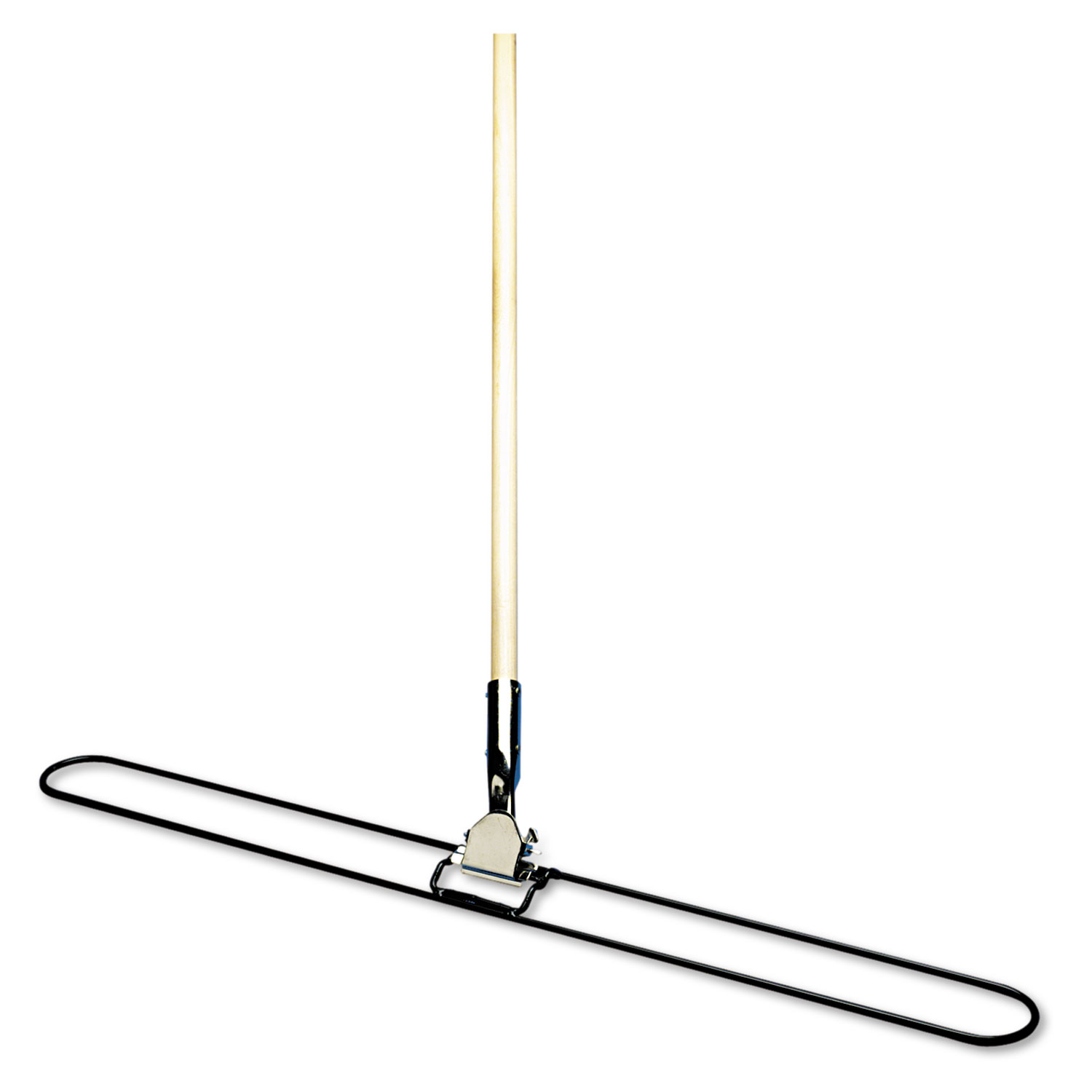 Clip-On Dust Mop Handle, Lacquered Wood, Swivel Head, 1 Dia. x 60in Long