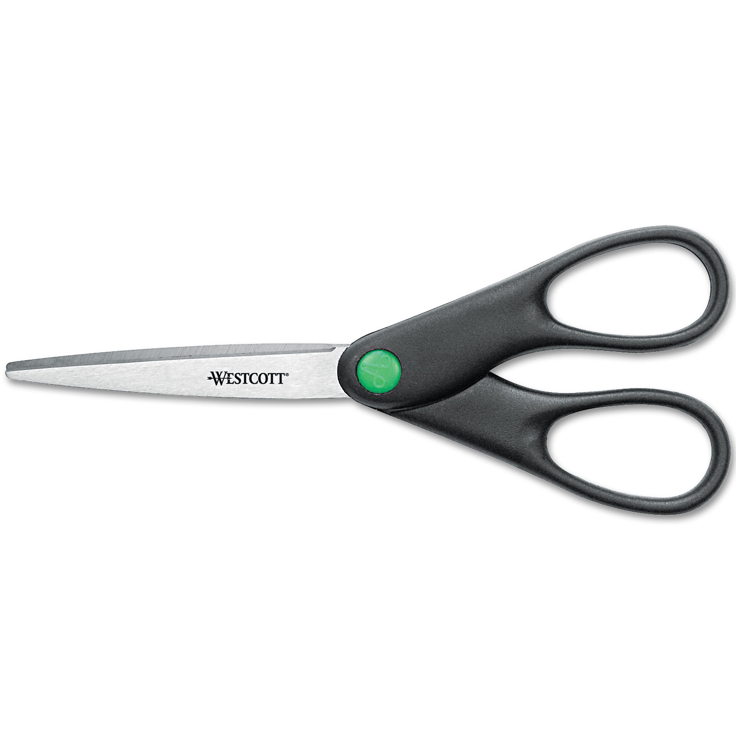 KleenEarth Scissors, Pointed Tip, 7" Long, 2.75" Cut Length, Black Straight Handle