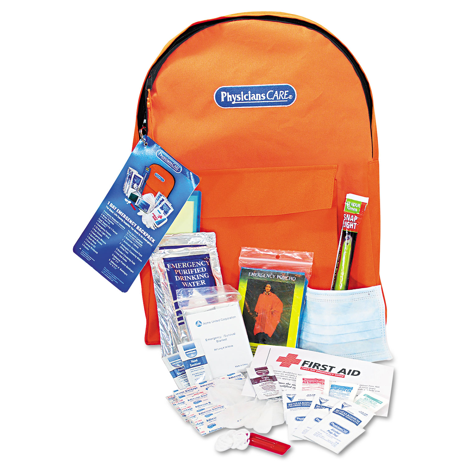  PhysiciansCare by First Aid Only 90123 Emergency Preparedness First Aid Backpack, 43 Pieces/Kit (FAO90123) 