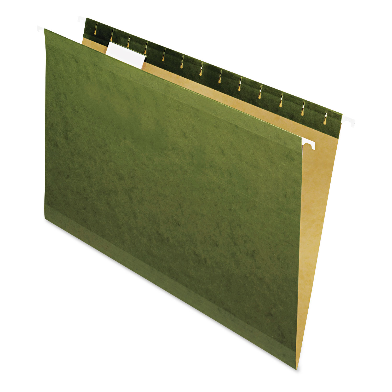 Reinforced Recycled Hanging Folder, 1/5 Cut, Legal, Standard Green, 25/Box