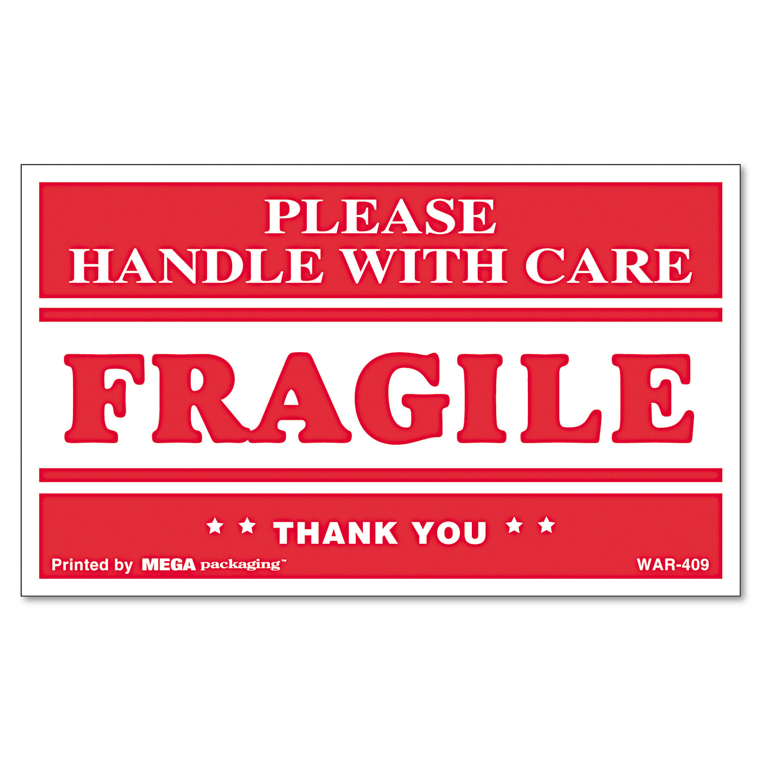 FRAGILE HANDLE WITH CARE Self-Adhesive Shipping Labels, 3 x 5, 500/Roll