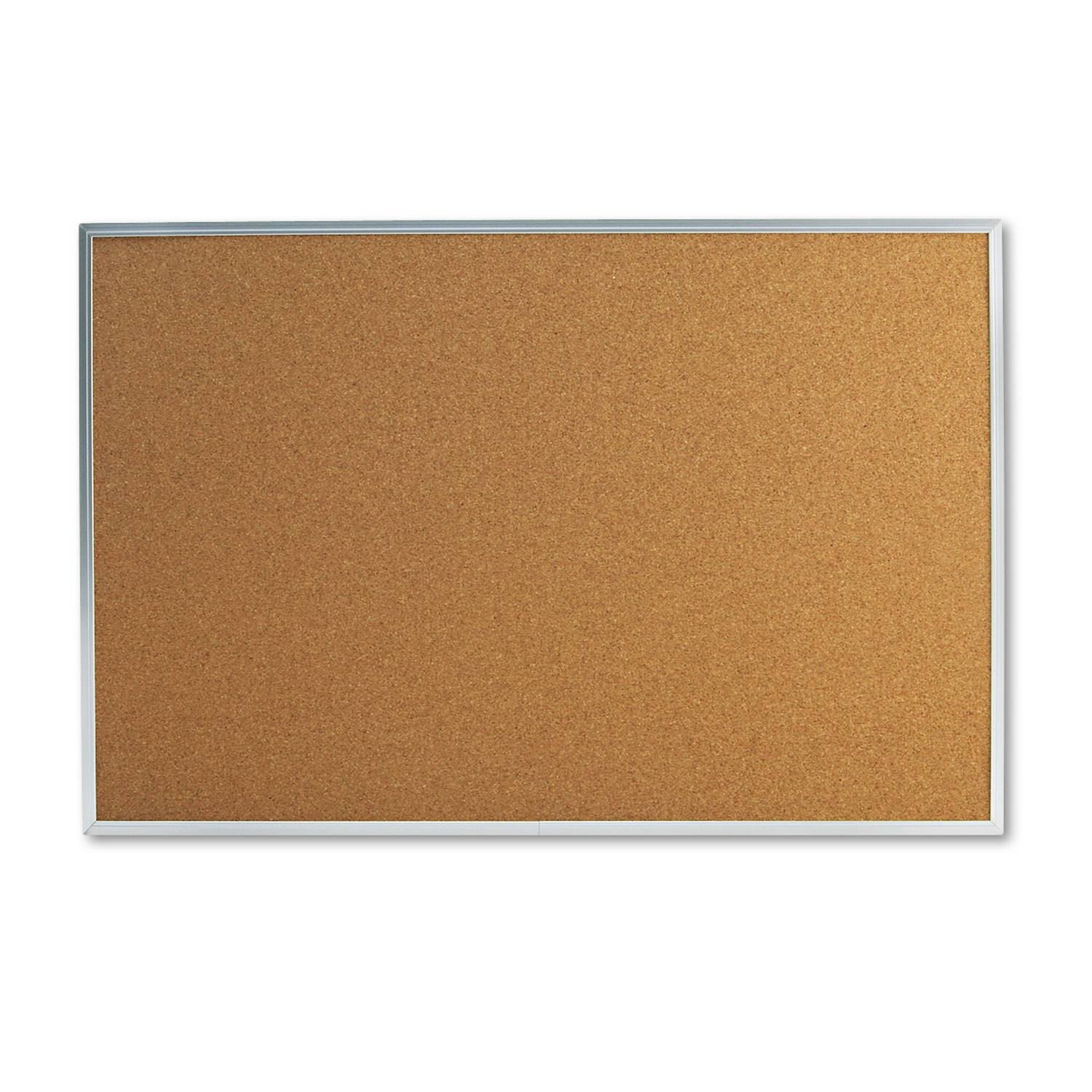 Bulletin Board, Natural Cork, 36 x 24, Satin-Finished Aluminum Frame