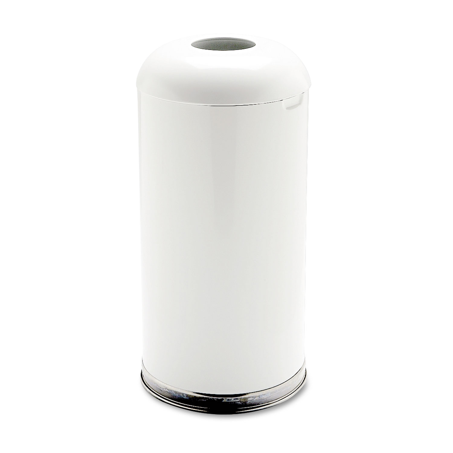 Fire-Resistant Open Top Receptacle, Round, Steel, 15gal, White