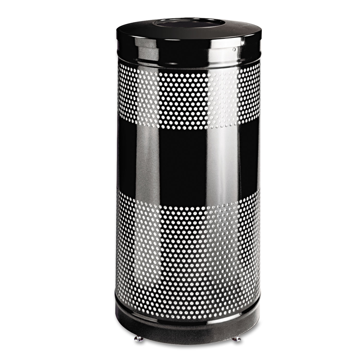  Rubbermaid Commercial FGS3ETBKPL Classics Perforated Open Top Receptacle, Round, Steel, 28 gal, Black (RCPS3ETBK) 