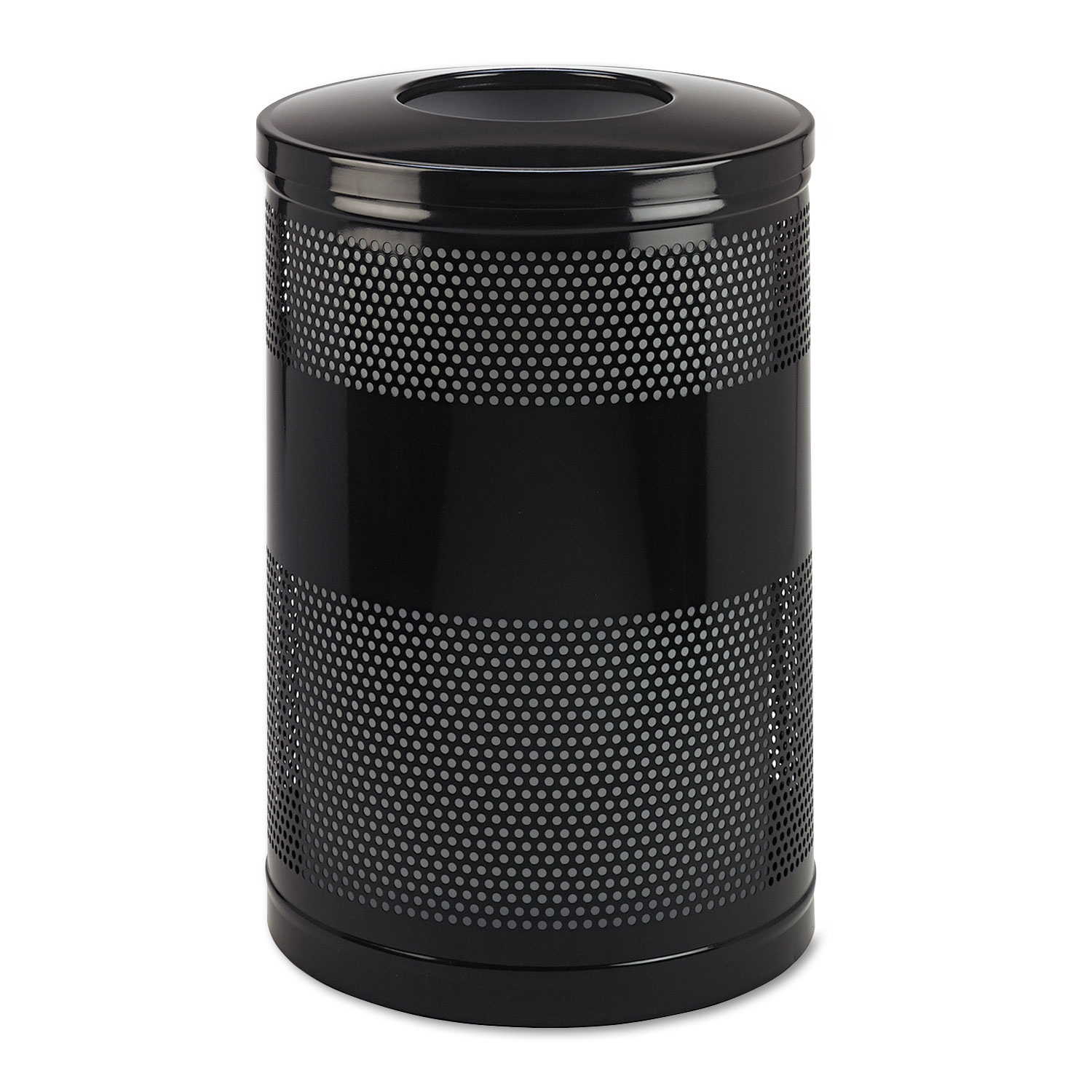  Rubbermaid Commercial FGS55ETBKPL Classics Perforated Open Top Receptacle, Round, Steel, 51 gal, Black (RCPS55ETBK) 